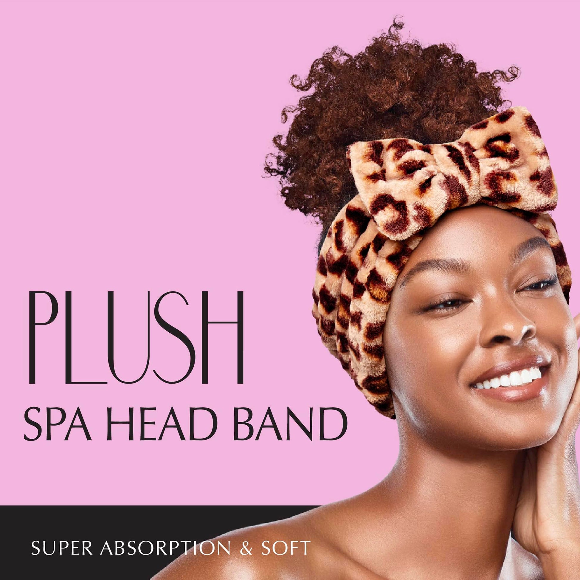 Red by Kiss Spa Headband for Washing Face Facial Makeup Bow Head Band Soft Plush Fleece Stretchy Head Wraps for Women Shower Bath Washing Face Mask (WHITE)