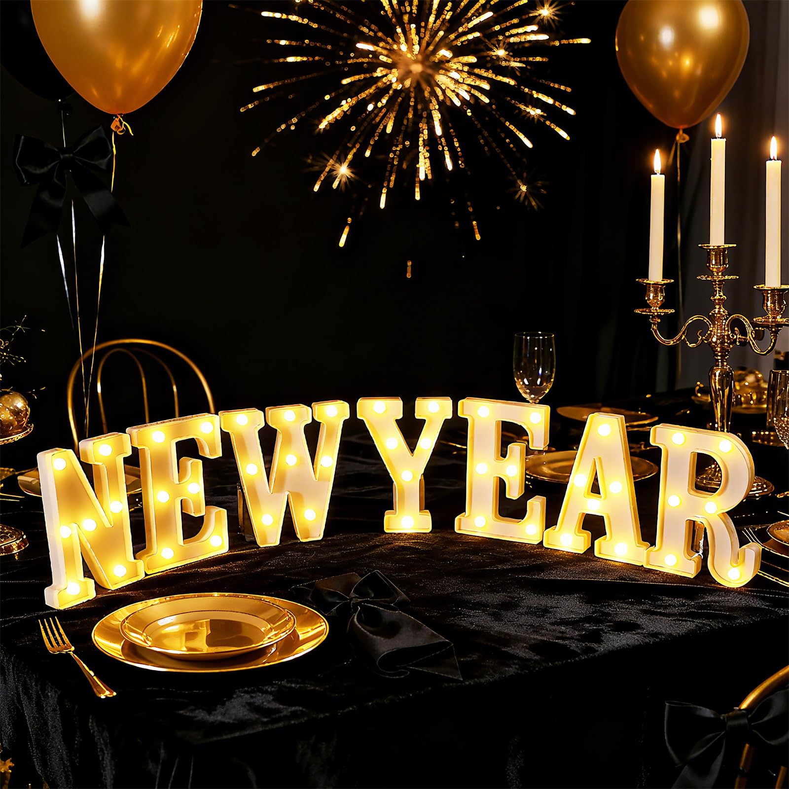 11 Pcs Happy Kwanzaa Large LED Letter Sign LED Lights Battery Powered Table Decorations for Party Favor Light Centerpiece Tabletop Decoration