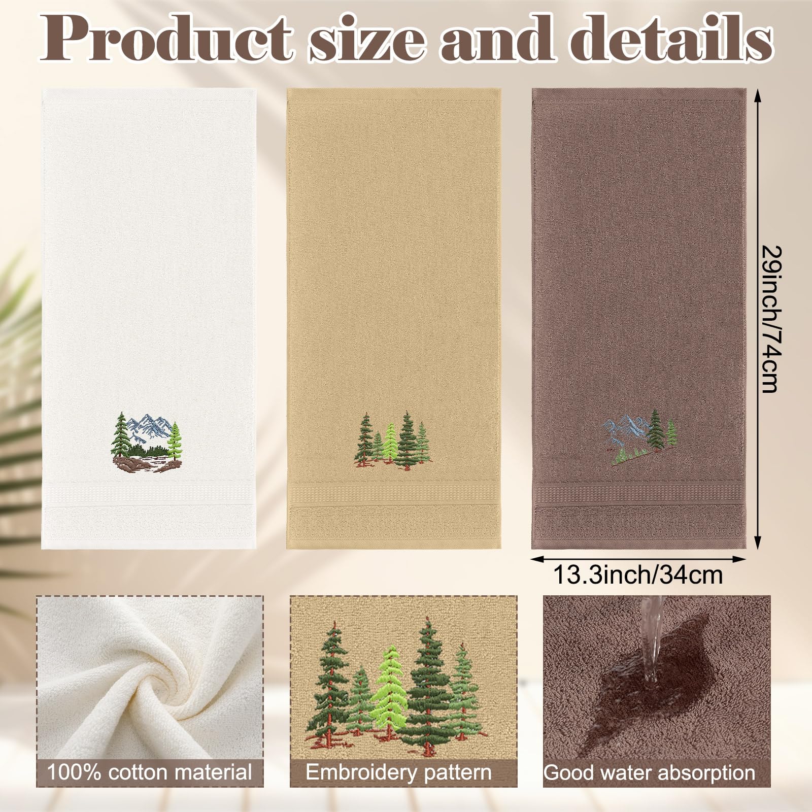 3 Pcs African Woman Hand Towels Black Girl African American Bathroom Home Decor Boho Decorative Farmhouse 100% Cotton Embroidered Towels for Bathroom Kitchen 13. 3 x 29. 5''