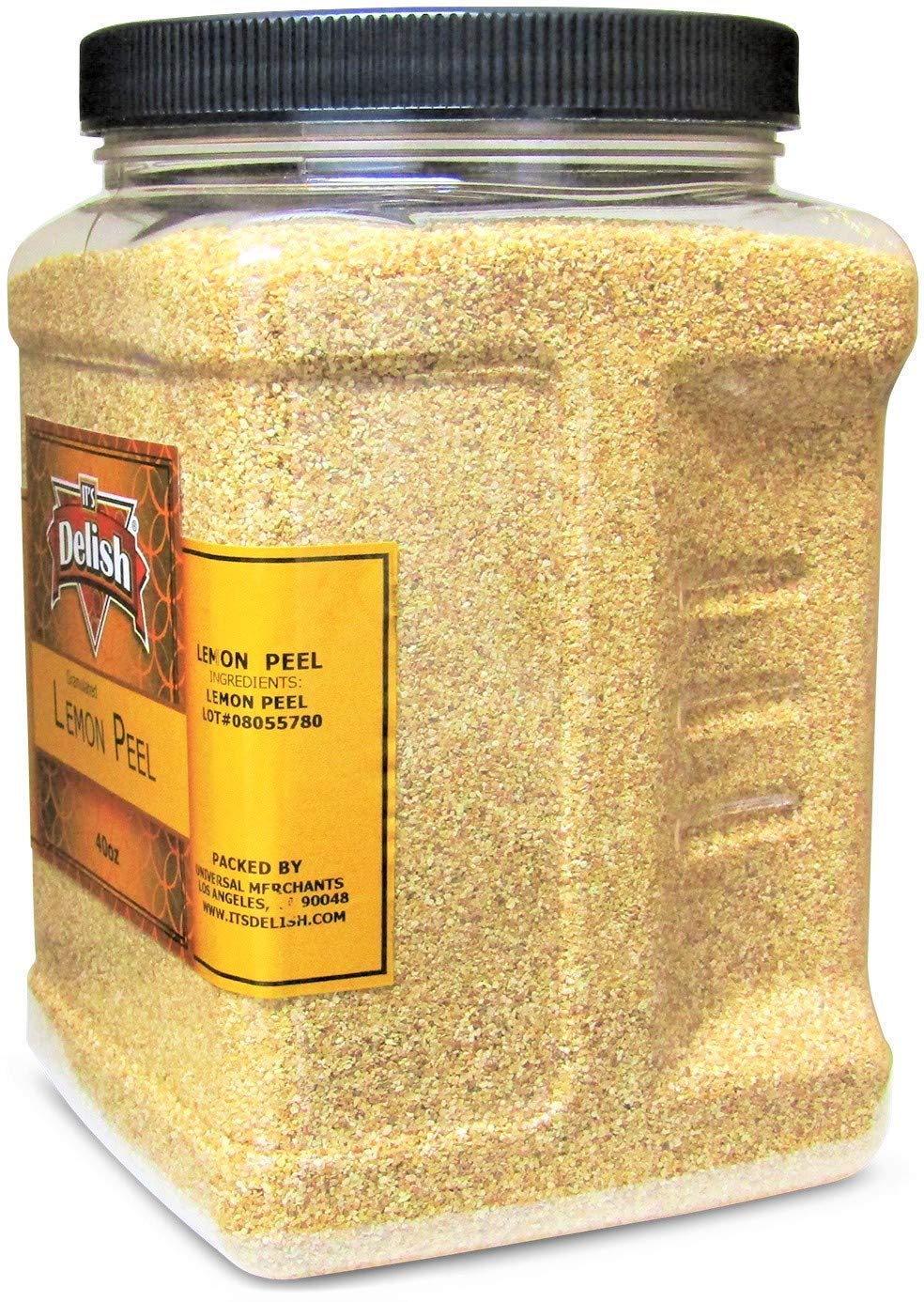Gourmet Granulated Lemon Peel By Its Delish – 40 OZ Jumbo Reusable Container – 100% Natural Lemon Peel Granules Great Zest for Tea, Cooking, Baking, Flavoring, Seasoning – Kosher OU, Vegan
