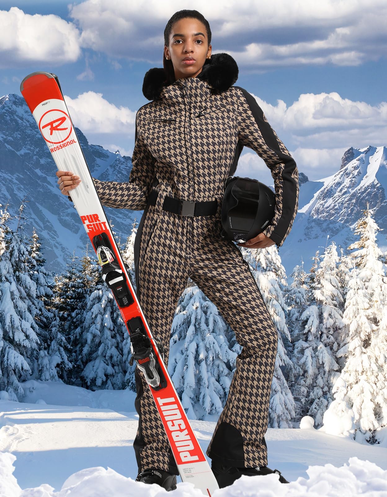 IMPHUT Women's One Piece Ski Suits Slim Waterproof Jumpsuits Windproof Snowsuit Insulated Ski Jumpsuit Skiing Sports