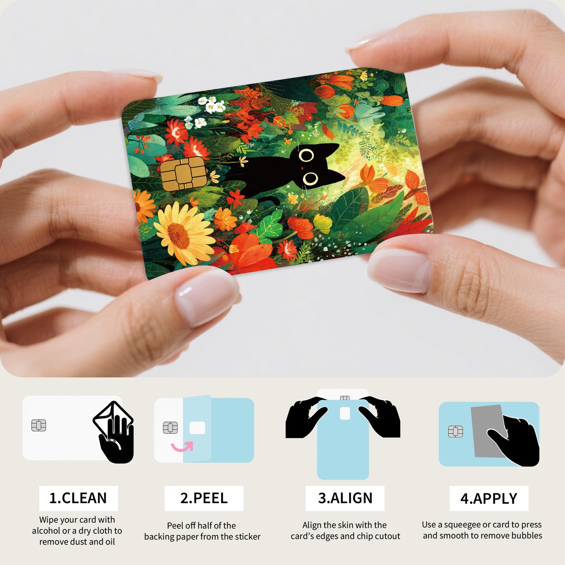Credit Card Skin Stickers: 4PCS Scenic Mountain Debit Card Skins, Chinoiserie Landscape Cards Covers with Chip Cutout, Waterproof Removable Sticker Wraps for Bank Transportation Key Cards