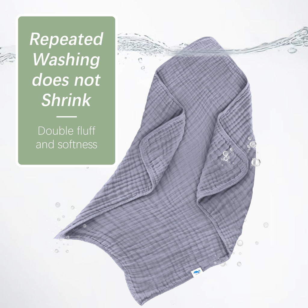 SWEET DOLPHIN Muslin Hooded Baby Bath Towels - 2 Pack 100% Cotton Towel for Babies, Infants, Toddlers - 32x32Inch - Highly Absorbent and Newborn Essential, Light Bean Paste