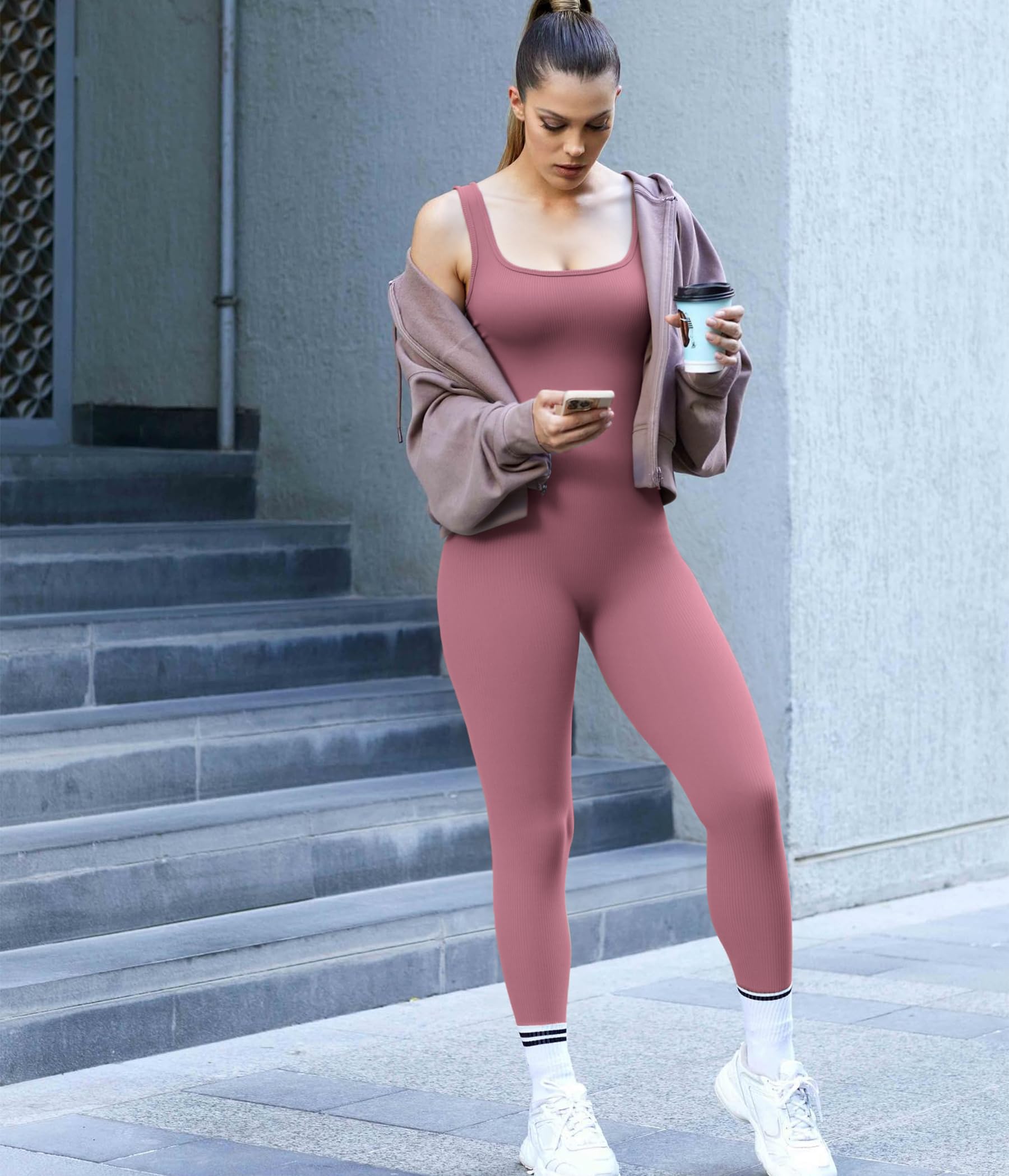 TrainingGirl One Piece Jumpsuits for Women Summer Workout Yoga Gym Rompers - Casual Cute Sleeveless Bodysuits Tank Top