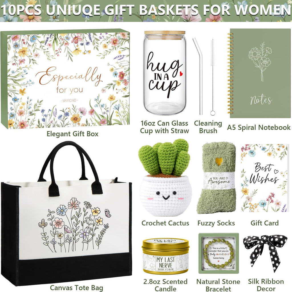 Bosses Day Gifts for Women, Best Boss Lady Gifts for Women, Unique Appreciation Thank You Christmas Birthday Gift Baskets for Boss Female, Going Away Leaving Bosses Gift Set w/Canvas Tote Bag