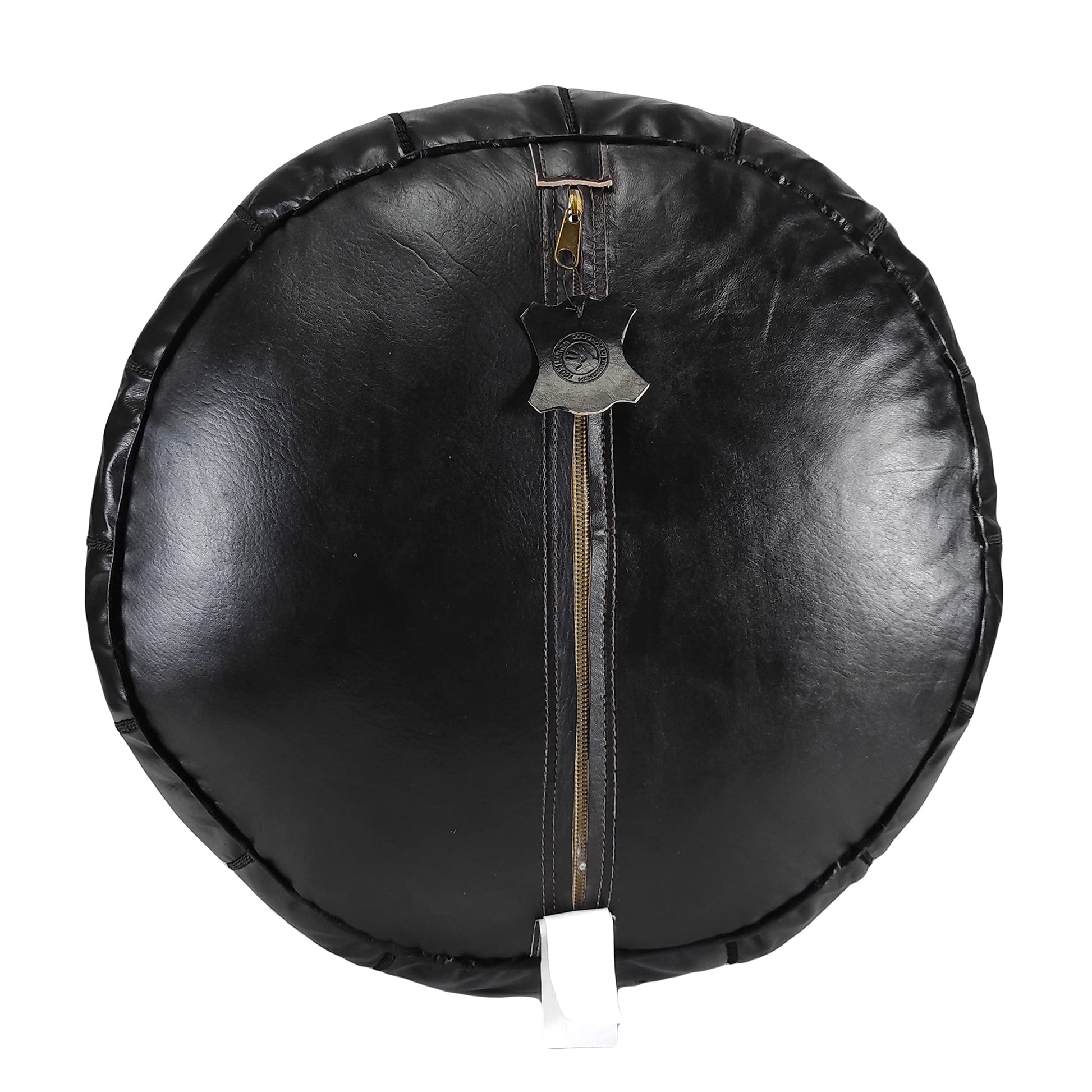 Fezcrafts Genuine Leather Moroccan Ottoman unstuffed Moroccan Pouf Footresf Livin Room Cocktail Seats Goatskin Tribal Bohemian Home Decor (Black)