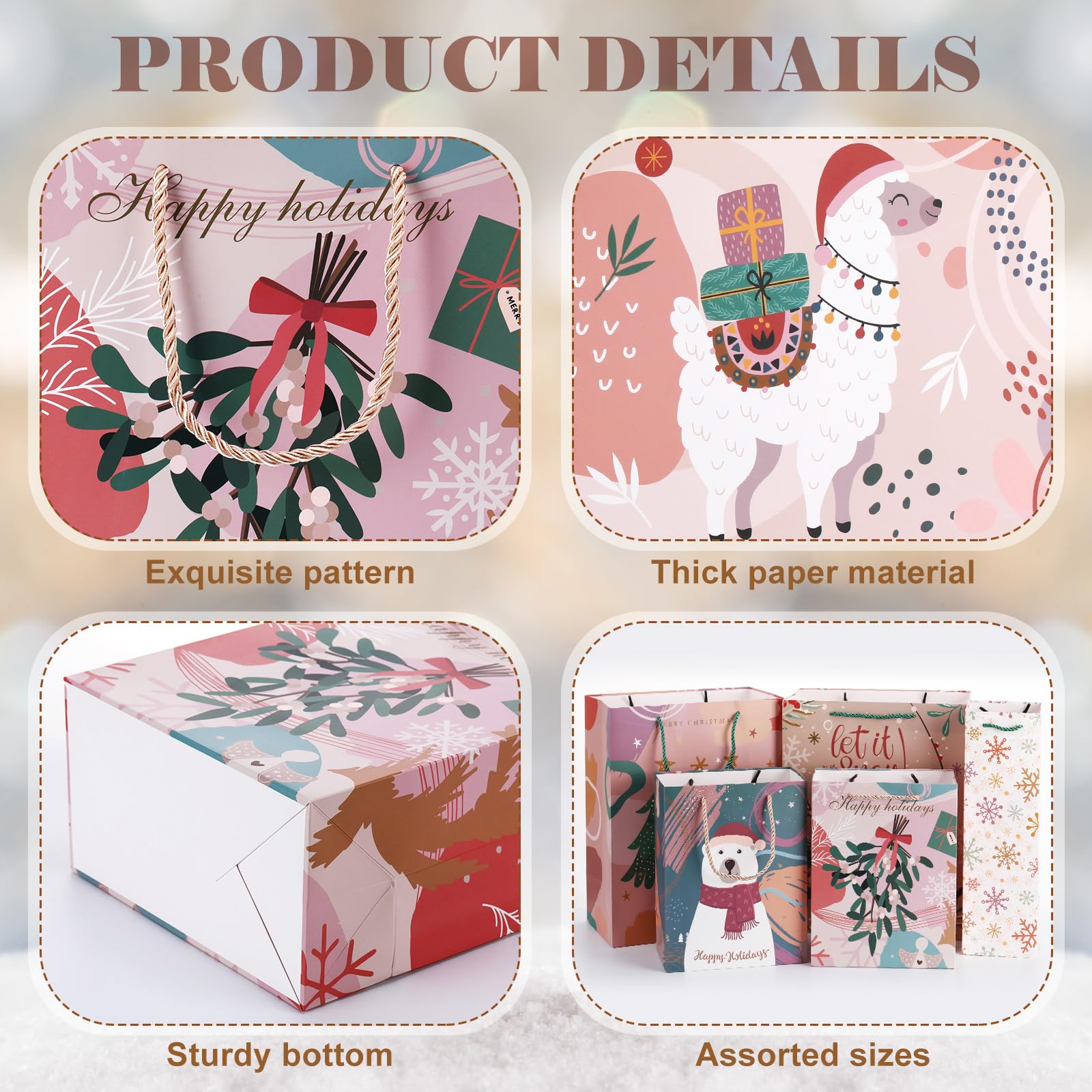 Kolldenn 24 Pack African American Religious Christmas Gift Bags Assorted Size Black Jesus Nativity Scene Paper Goodie Treat Wrapping Bags with Handle for Xmas Holiday Party Favors