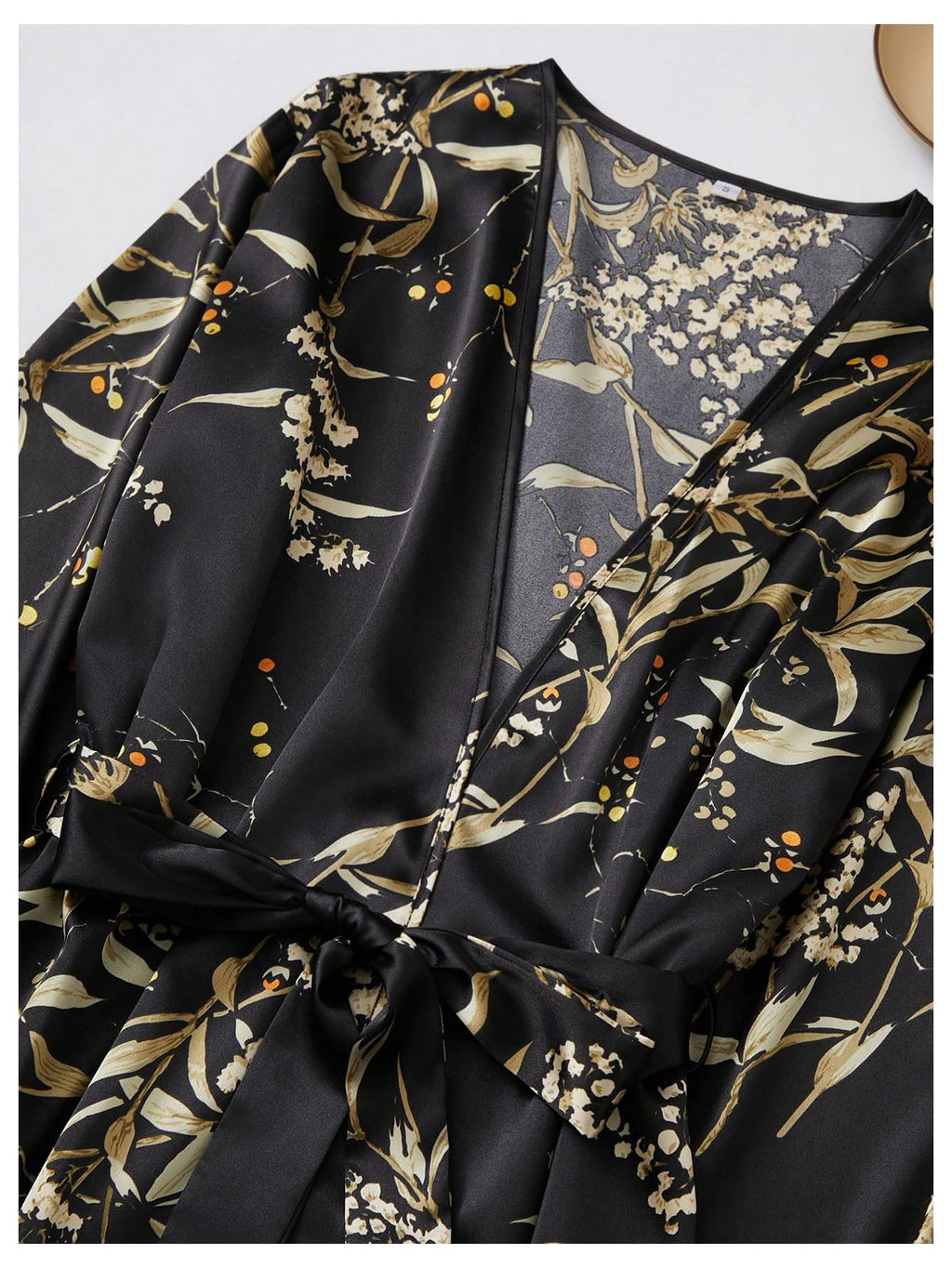 GORGLITTER Women's 5 Piece Floral Print Satin Pajama Set Nightgown Robe Cami Shorts Sleepwear with Storage Bag