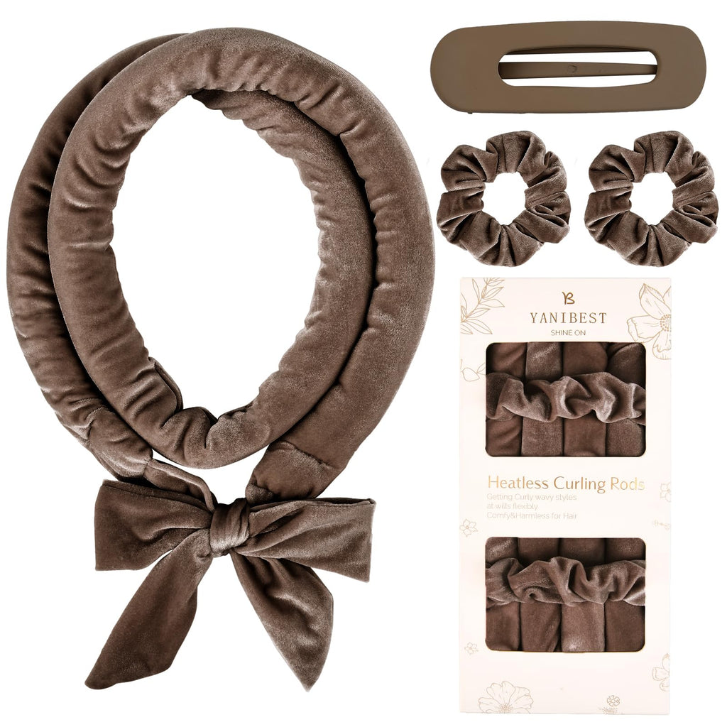 Yanibest Heatless Hair Curler, No Heat Hair Curlers to Sleep in, Super Soft Ribbon Wrap for Long Hair, Overnight Heatless Curling Set with Scrunchies and Clip, for All Hair types
