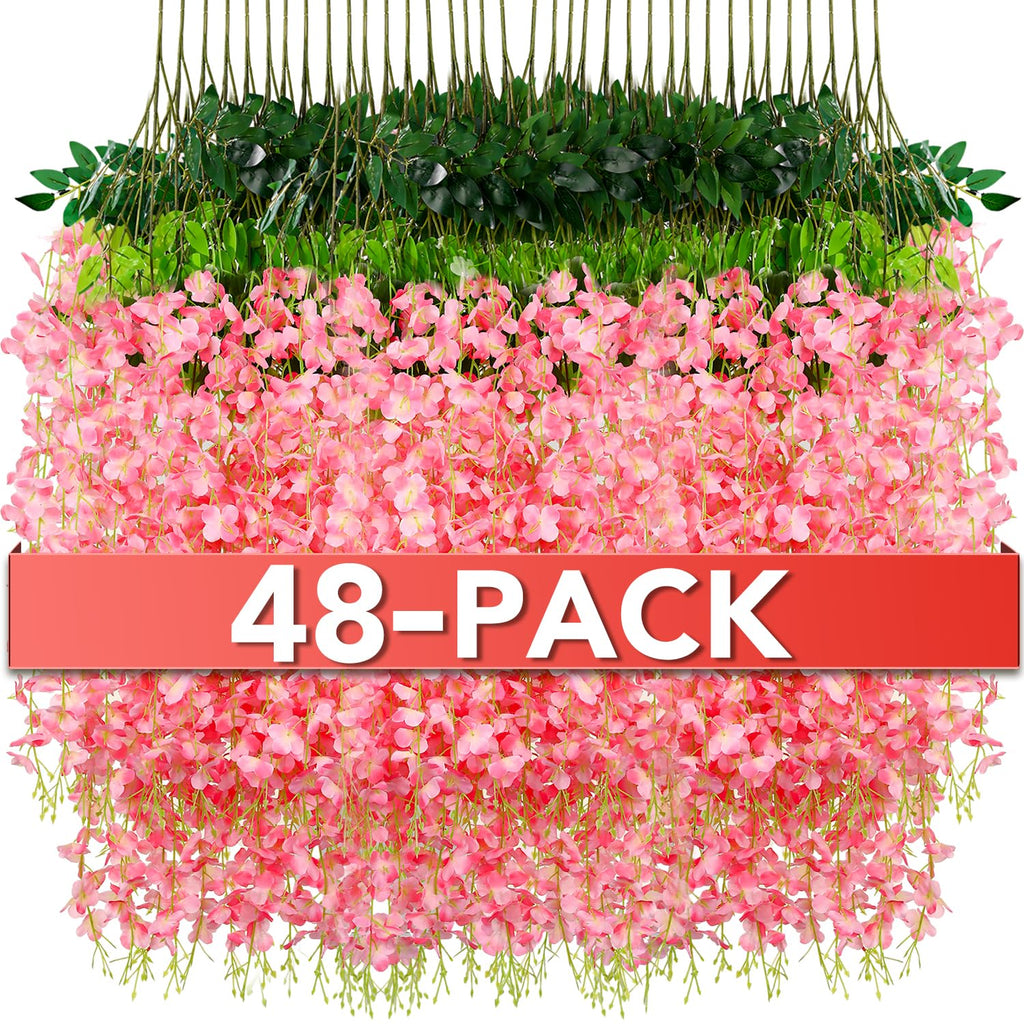 Wisteria Hanging Flowers,Fake Hanging Flowers,Wisteria artificiales Garland for Home Wedding Arch Floral Party Garden Ceremony Outdoor Decor,3.6 feet Long(36,White)
