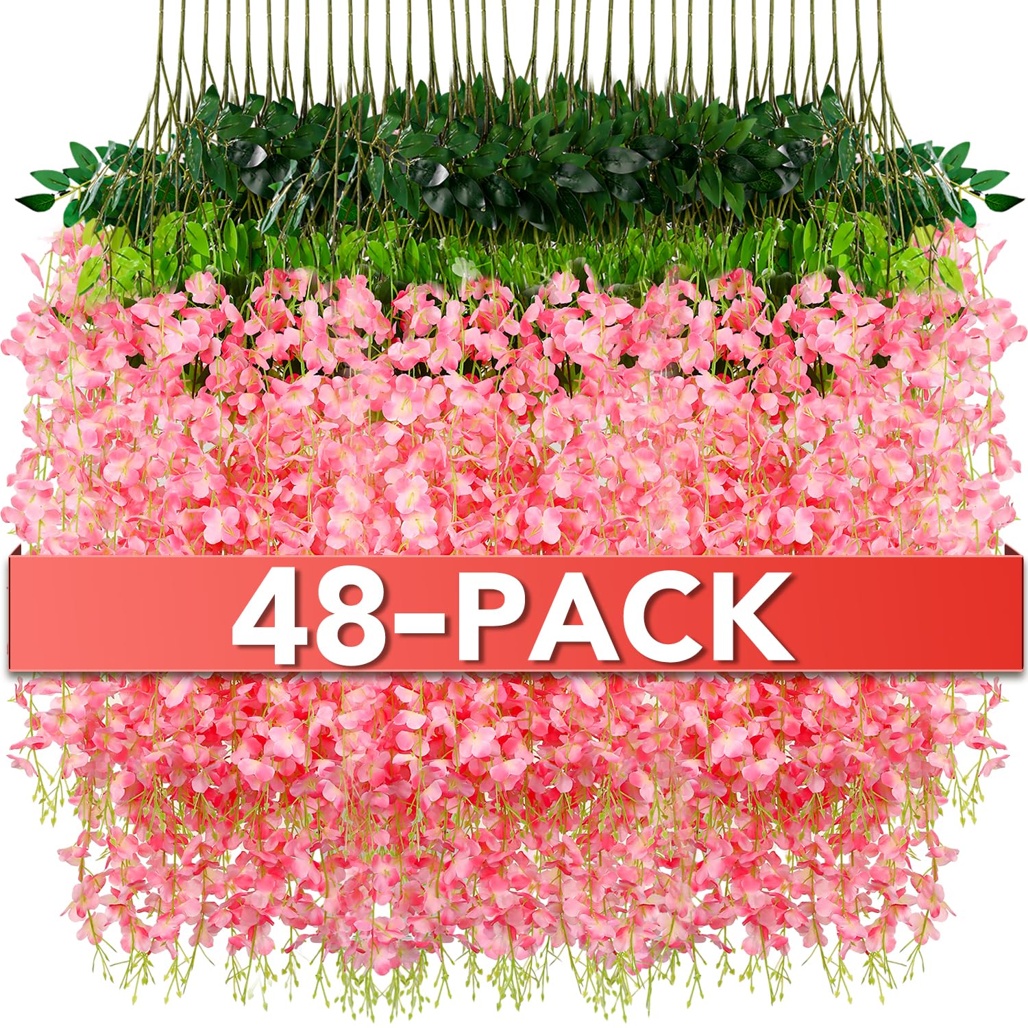 Wisteria Hanging Flowers,Fake Hanging Flowers,Wisteria artificiales Garland for Home Wedding Arch Floral Party Garden Ceremony Outdoor Decor,3.6 feet Long(36,White)