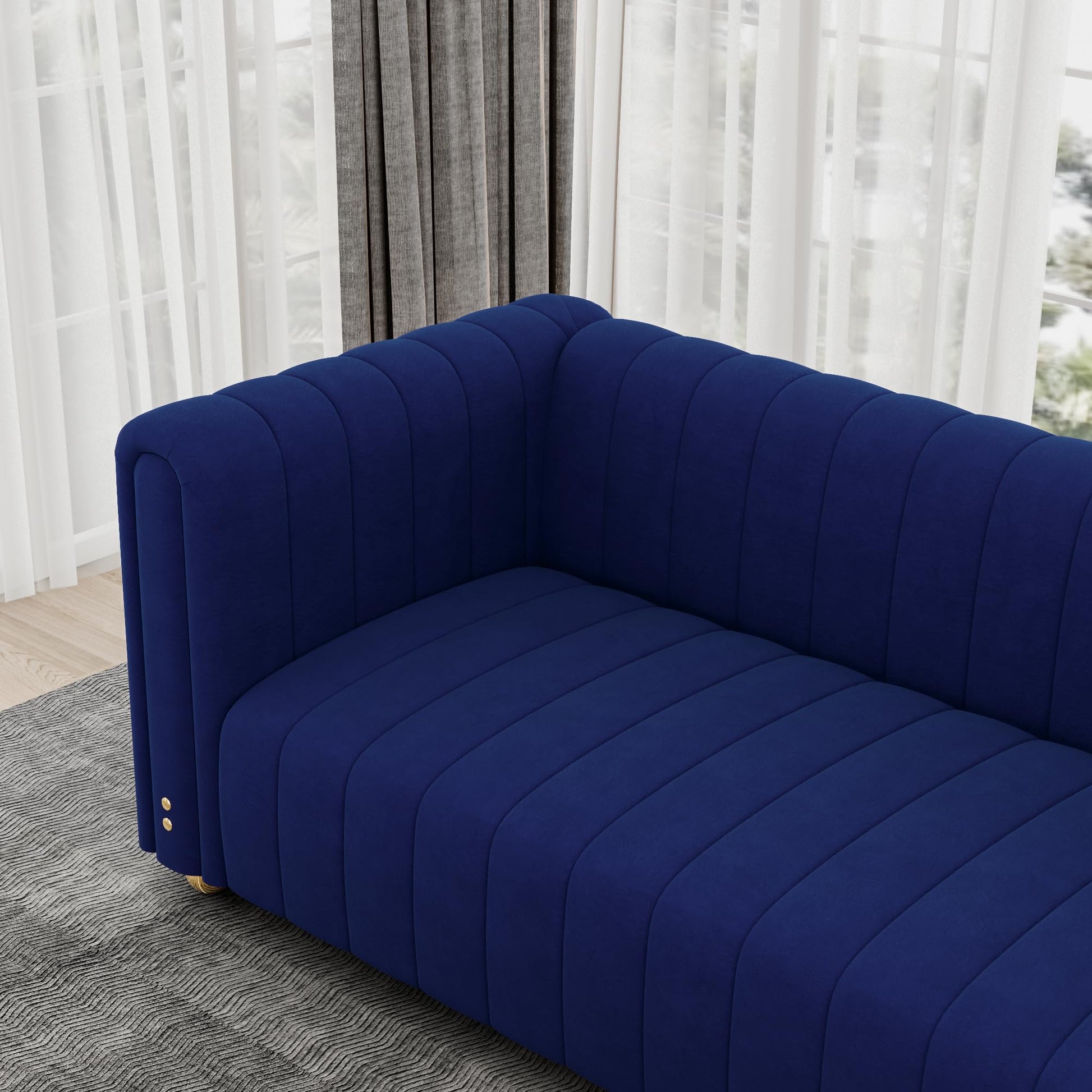 81" W Tufted Velvet Couch,Modern Velvet Sofa with Round Handrails and Metal Legs for Living Room,Office,Apartment (1, Pink)