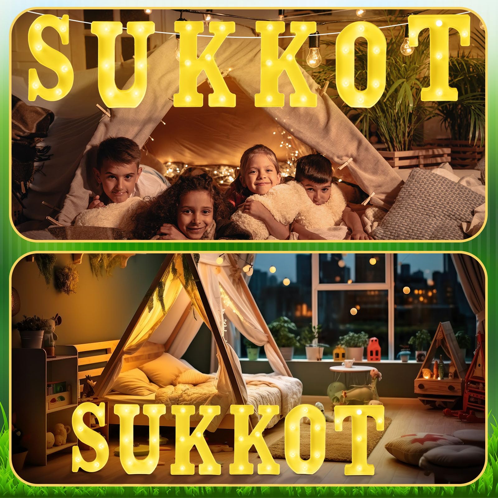 11 Pcs Happy Kwanzaa Large LED Letter Sign LED Lights Battery Powered Table Decorations for Party Favor Light Centerpiece Tabletop Decoration