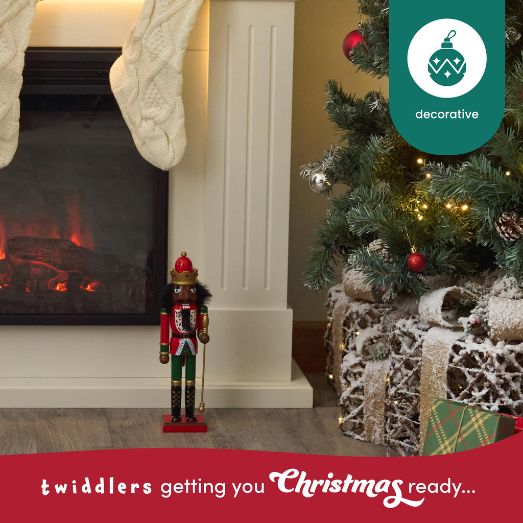 THE TWIDDLERS 12-Inch Wooden Nutcracker Christmas Decor African American King Soldier - Decorative Christmas Nutcracker Figures, Nutcracker Christmas Decorations, Cascanueces de Navidad with Gift Box