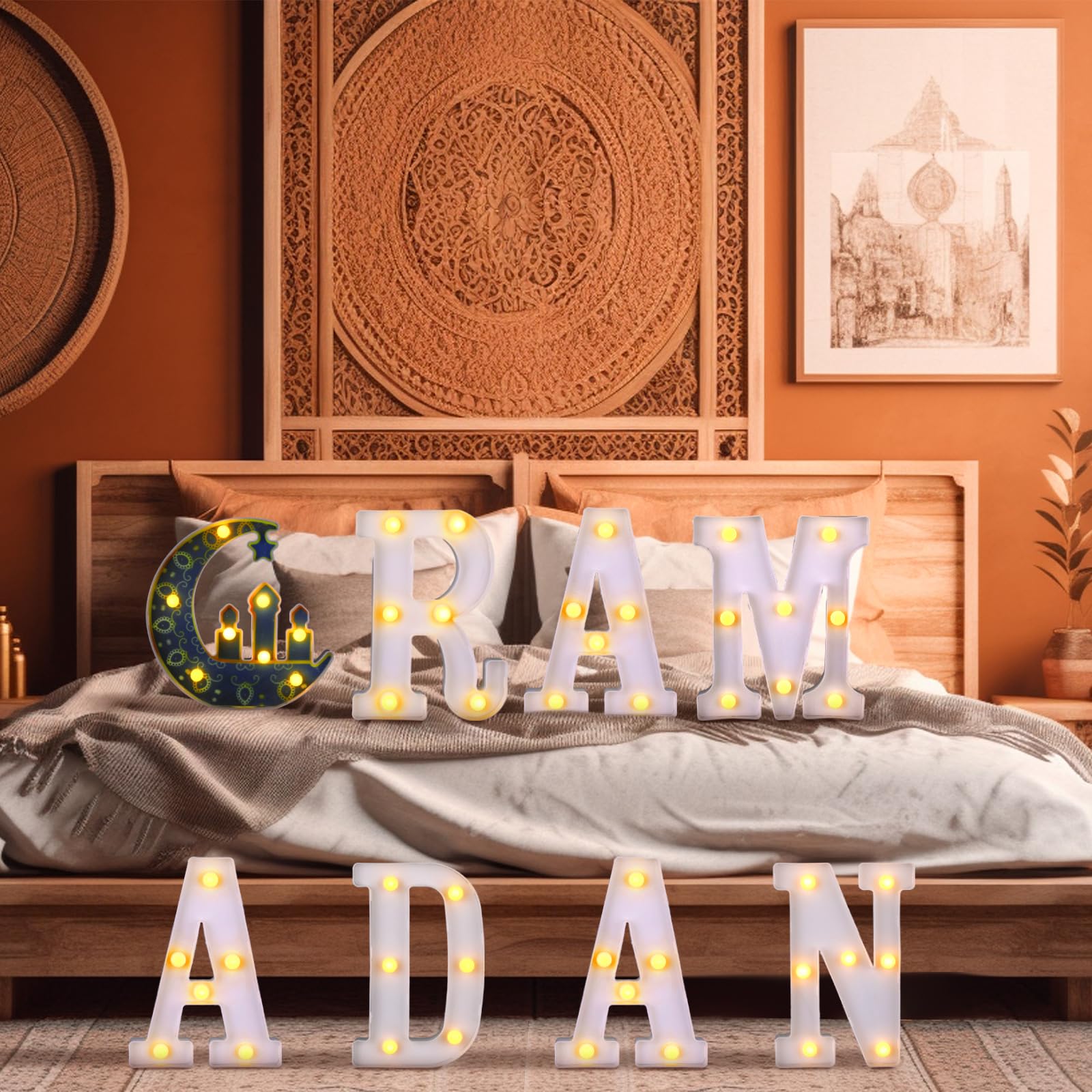 11 Pcs Happy Kwanzaa Large LED Letter Sign LED Lights Battery Powered Table Decorations for Party Favor Light Centerpiece Tabletop Decoration