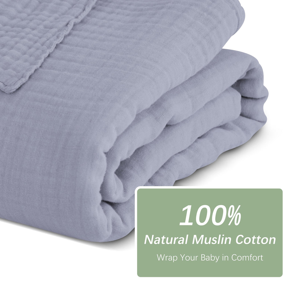 SWEET DOLPHIN Muslin Hooded Baby Bath Towels - 2 Pack 100% Cotton Towel for Babies, Infants, Toddlers - 32x32Inch - Highly Absorbent and Newborn Essential, Light Bean Paste