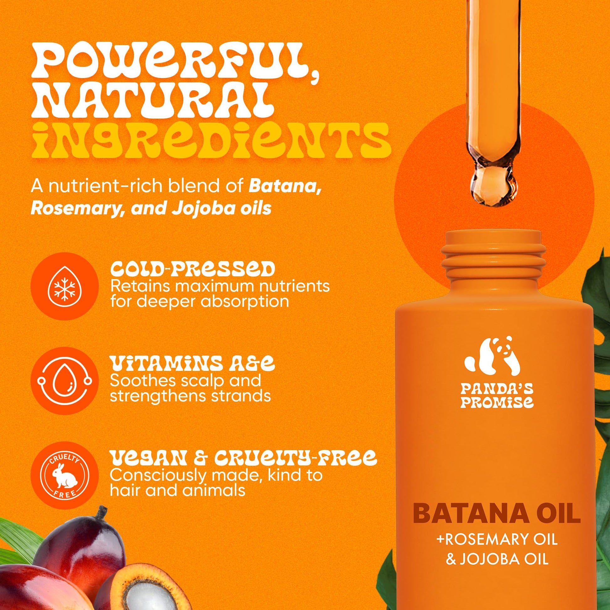 Panda's Promise Batana Oil for Hair Growth with Rosemary Oil, Jojoba Oil & Castor Oil- Natural Dry Scalp Treatment Product for Thinning (2 x 50ML = 100ML)