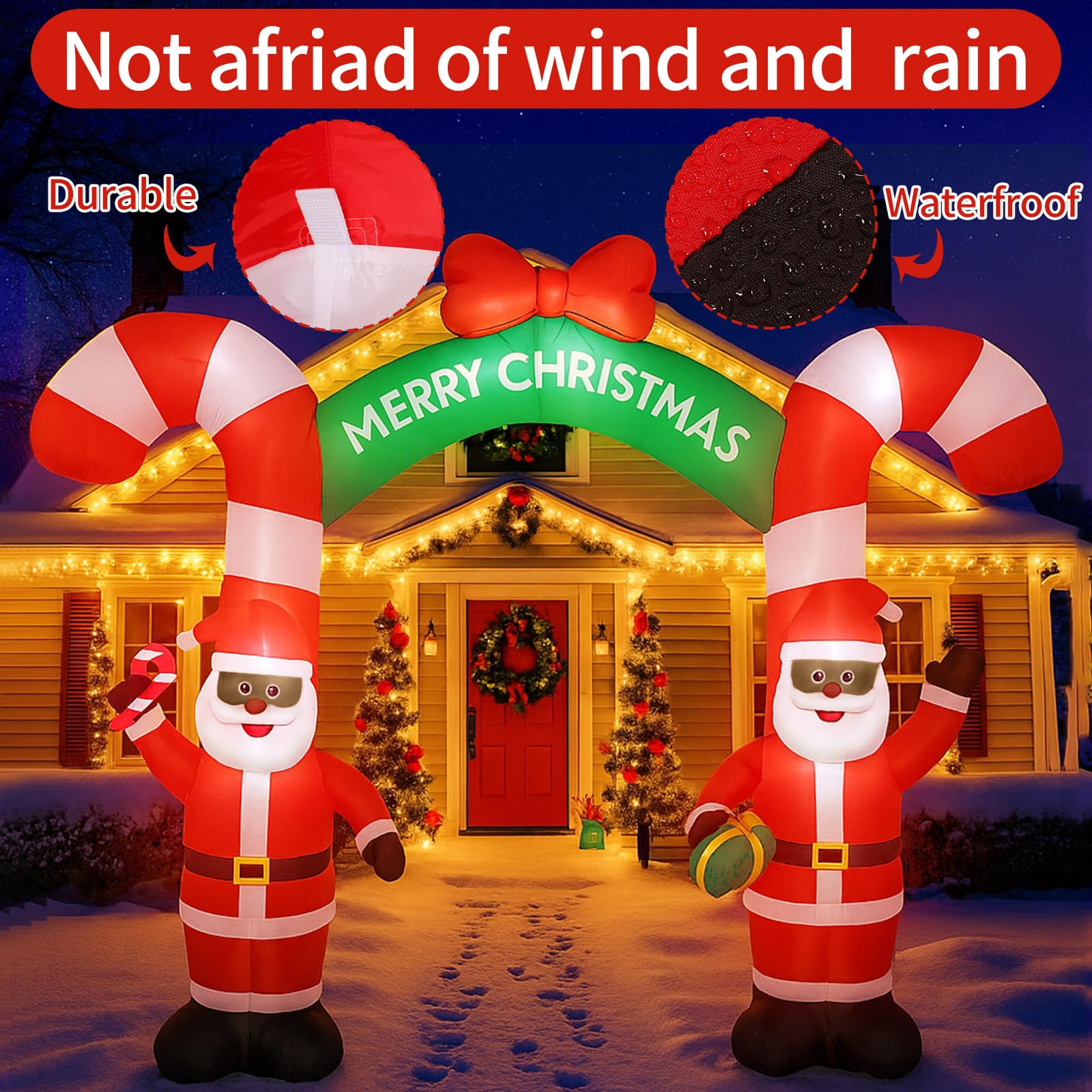 9.8 ft Giant Black Santa Christmas Arch Inflatable Decoration Merry Christmas Arch Outdoor Decoration Built in LED Blower Blow up for Outdoor Yard Garden Lawn Xmas Holiday Decor