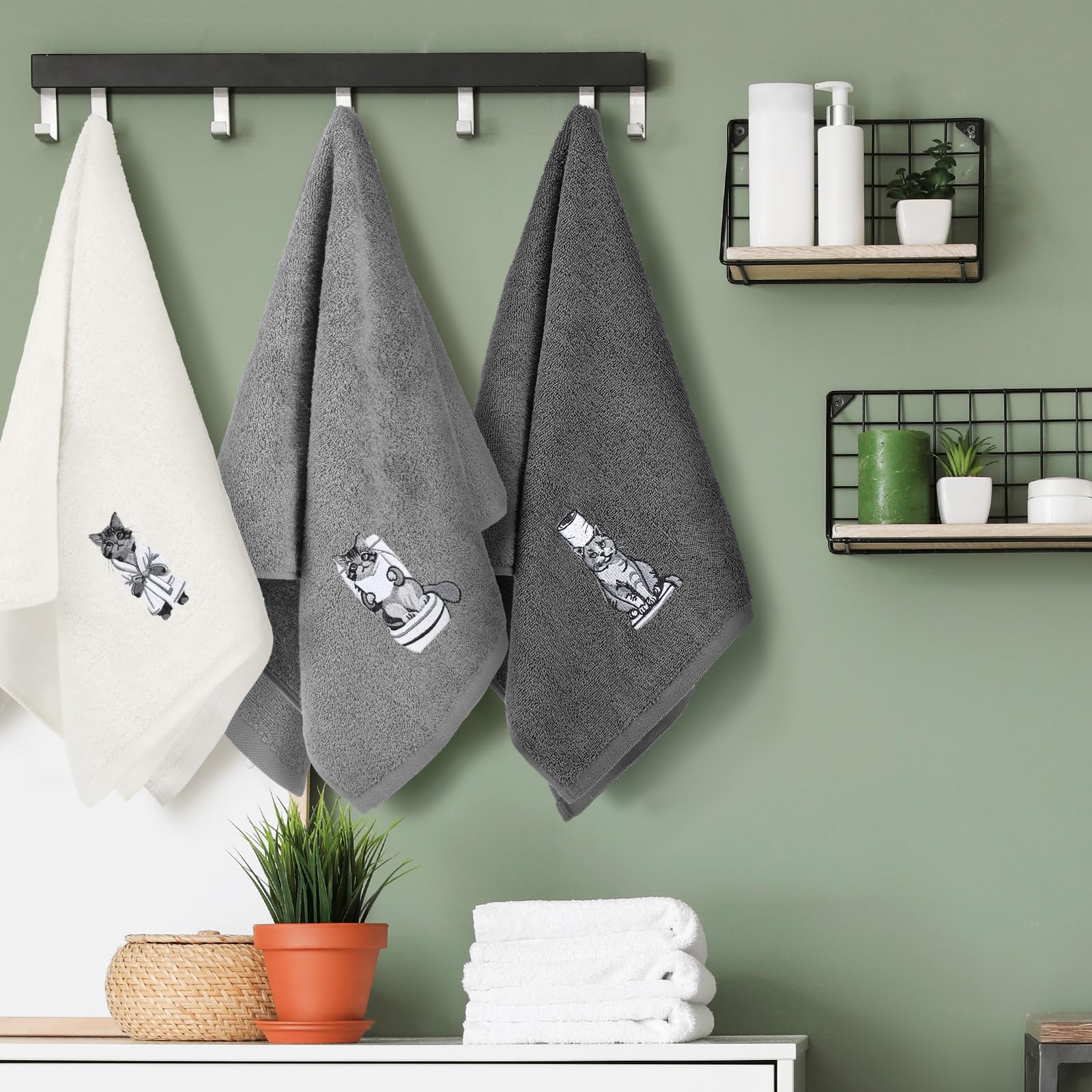 3 Pcs African Woman Hand Towels Black Girl African American Bathroom Home Decor Boho Decorative Farmhouse 100% Cotton Embroidered Towels for Bathroom Kitchen 13. 3 x 29. 5''