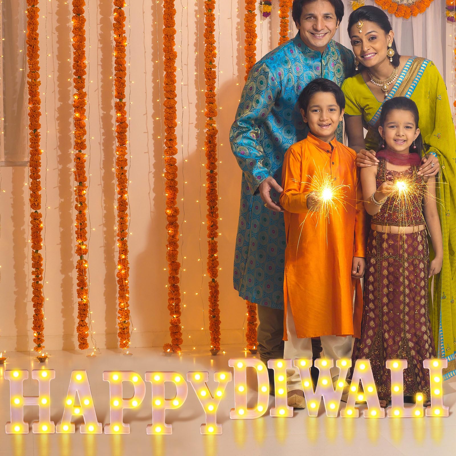 11 Pcs Happy Kwanzaa Large LED Letter Sign LED Lights Battery Powered Table Decorations for Party Favor Light Centerpiece Tabletop Decoration