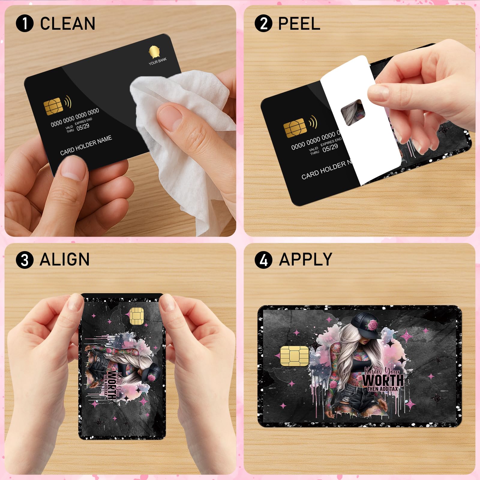 Black Girl Credit Card Skin - 4 Pcs Black Girl Pray On Debit Skin Stickers Love Like Jesus Cover Set for Transportation Key Debit Bus Cards Women