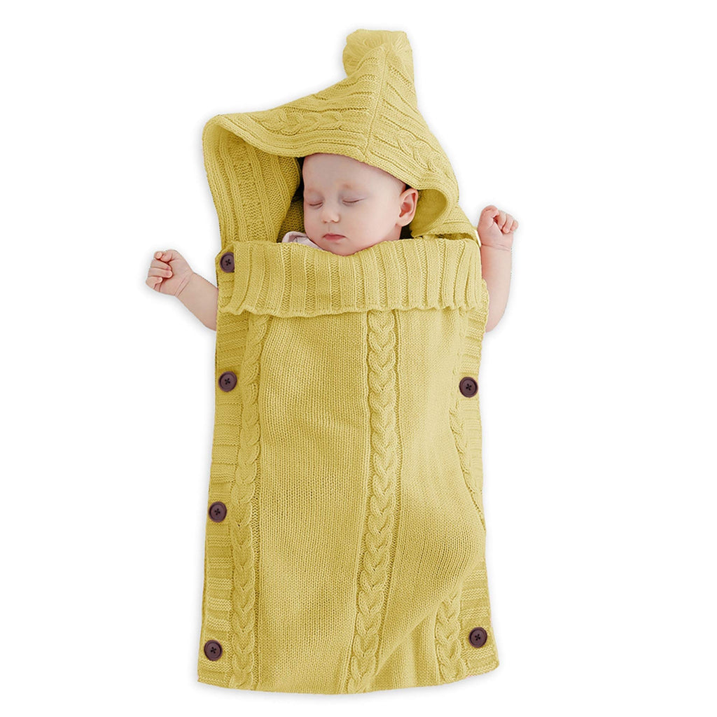 XMWEALTHY Newborn Baby Wrap Swaddle Blanket Knit Sleeping Bag Sleep Sack Stroller Wrap for Baby(Beige) (0-6 Month)