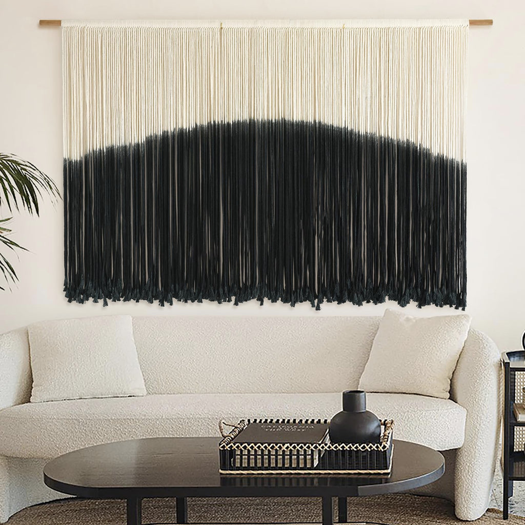 Flber Macrame Wall Hanging Tie-Dye Geometric Decor Large Scale Wall Art Statement Bohemian Yarn Tapestry Home Wall Decor 59''W*35''L
