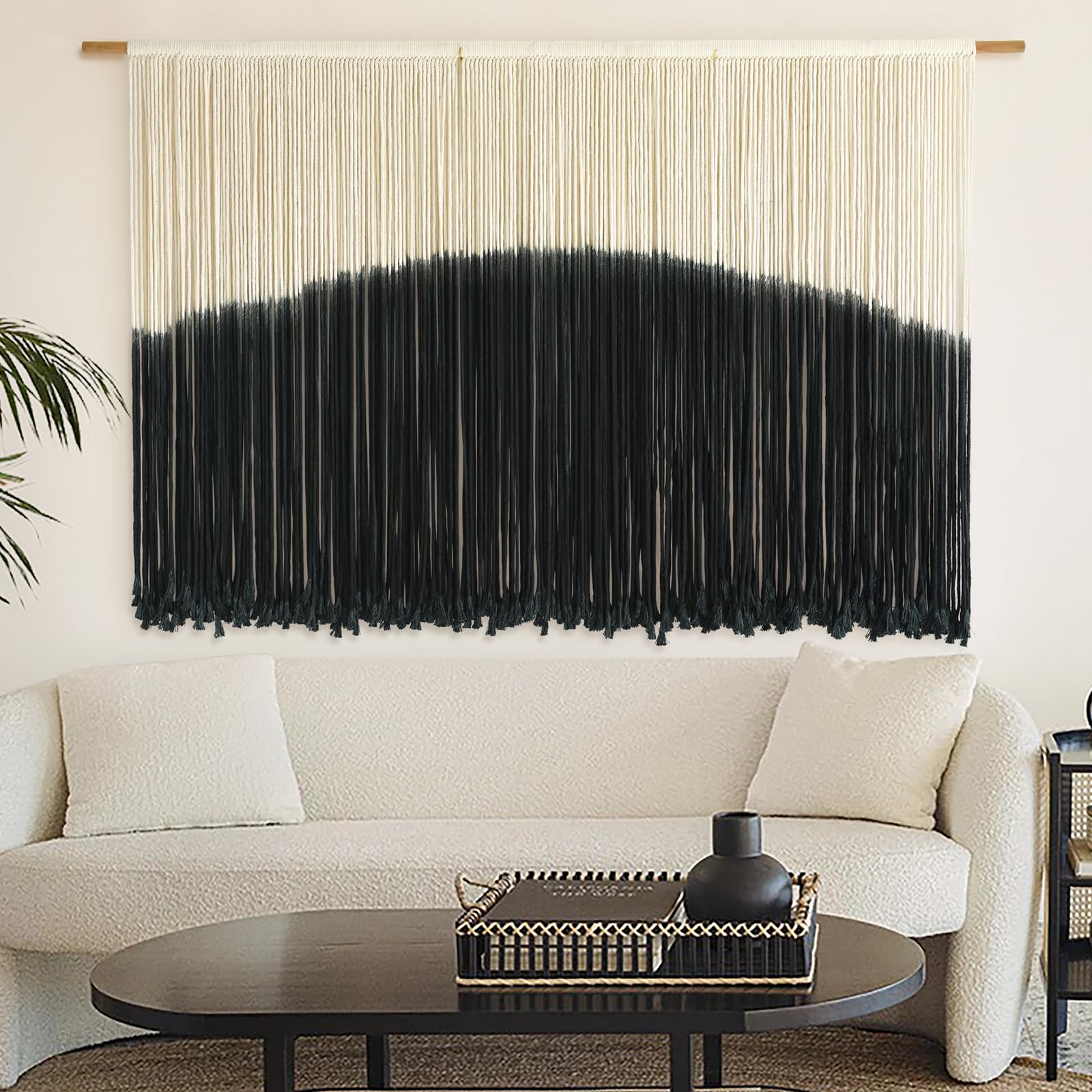 Flber Macrame Wall Hanging Tie-Dye Geometric Decor Large Scale Wall Art Statement Bohemian Yarn Tapestry Home Wall Decor 59''W*35''L