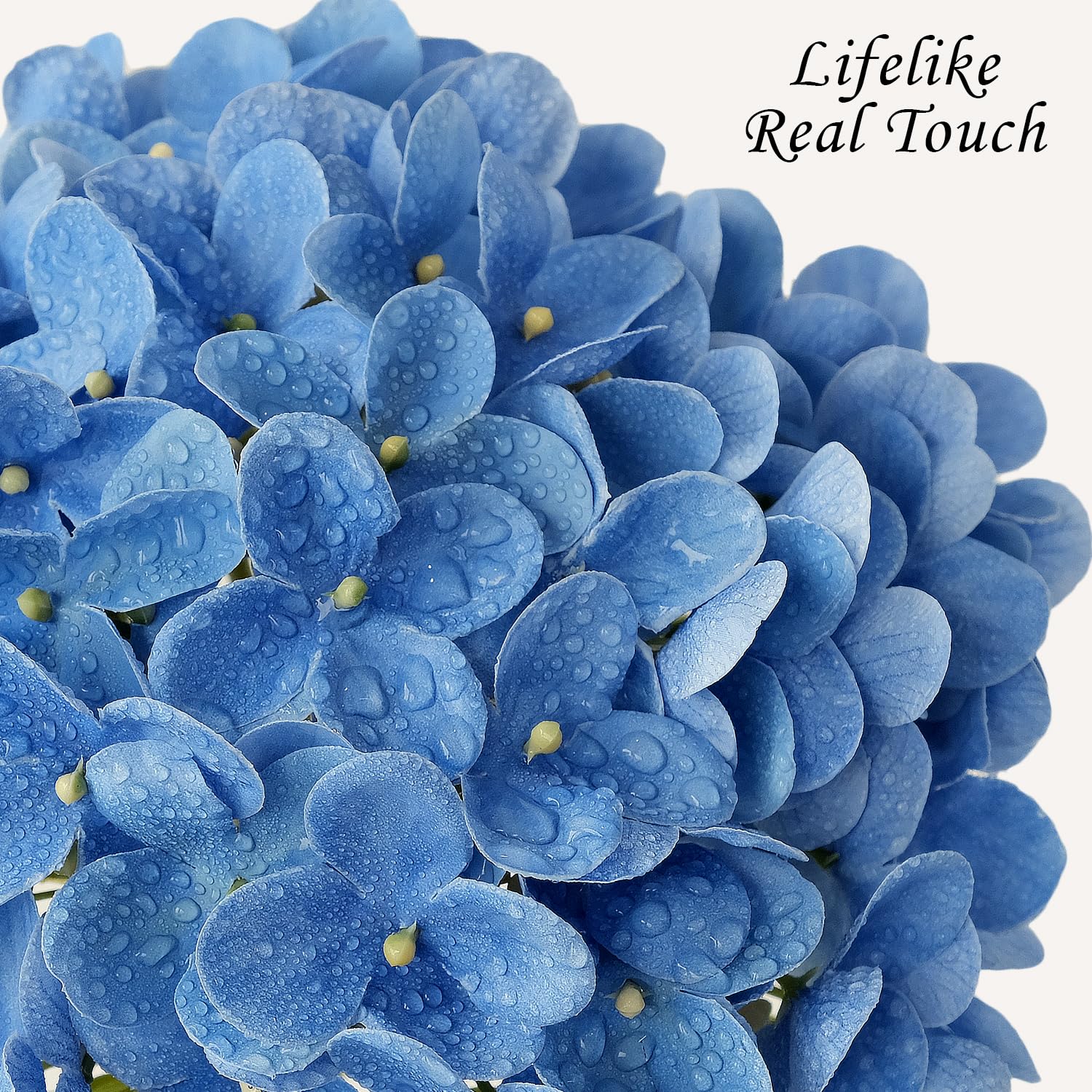 Light Blue Hydrangea Artificial Flowers,4Pcs 20" Real Touch Lifelike Silk Artificial Hydrangeas, Full Fake Flowers for Bouquet Table Centerpieces Spring Wedding Indoor Home