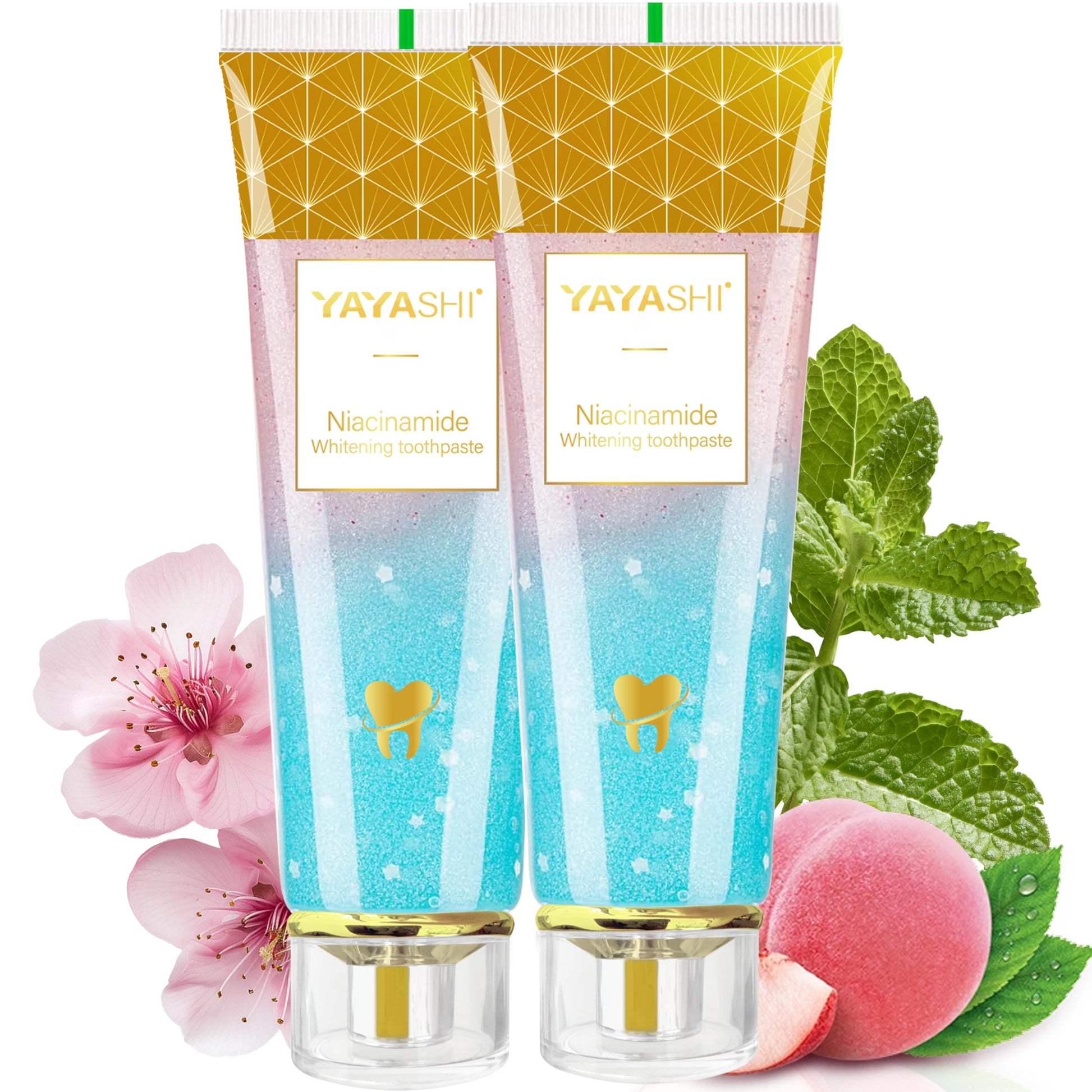 Niacinamide Whitening Toothpaste, YAYASHI Niacinamide Intensive Whitening Toothpaste with Natural Gentle Care Deep Stain Removal Cherry Blossom Mint Flavor, Improves Gum Health