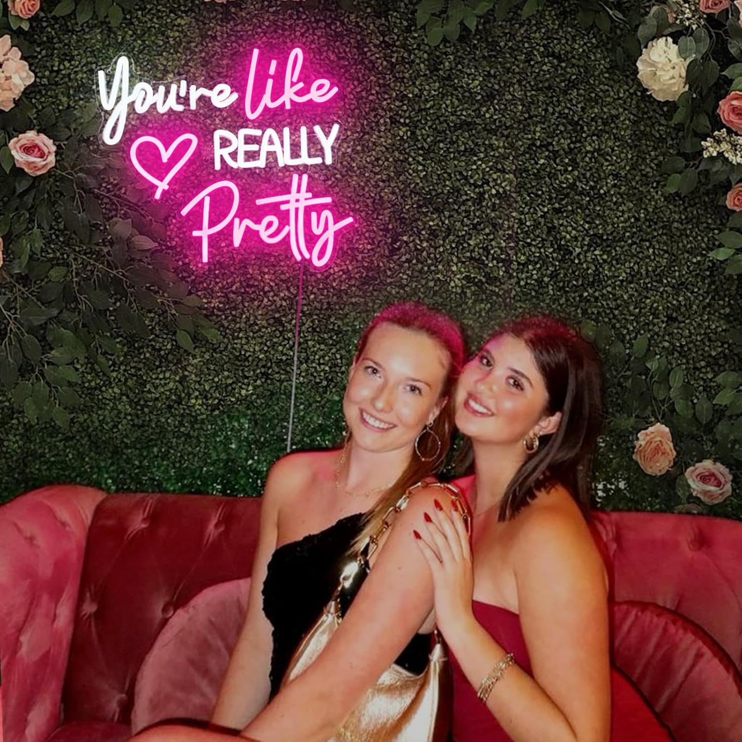 You're Like Really Pretty Neon Sign for Wall Decor, Pink Room Decor Led Sign for Bedroom Wall, Neon Light with Dimmer,Pink Wall Decoration USB Powered with Switch