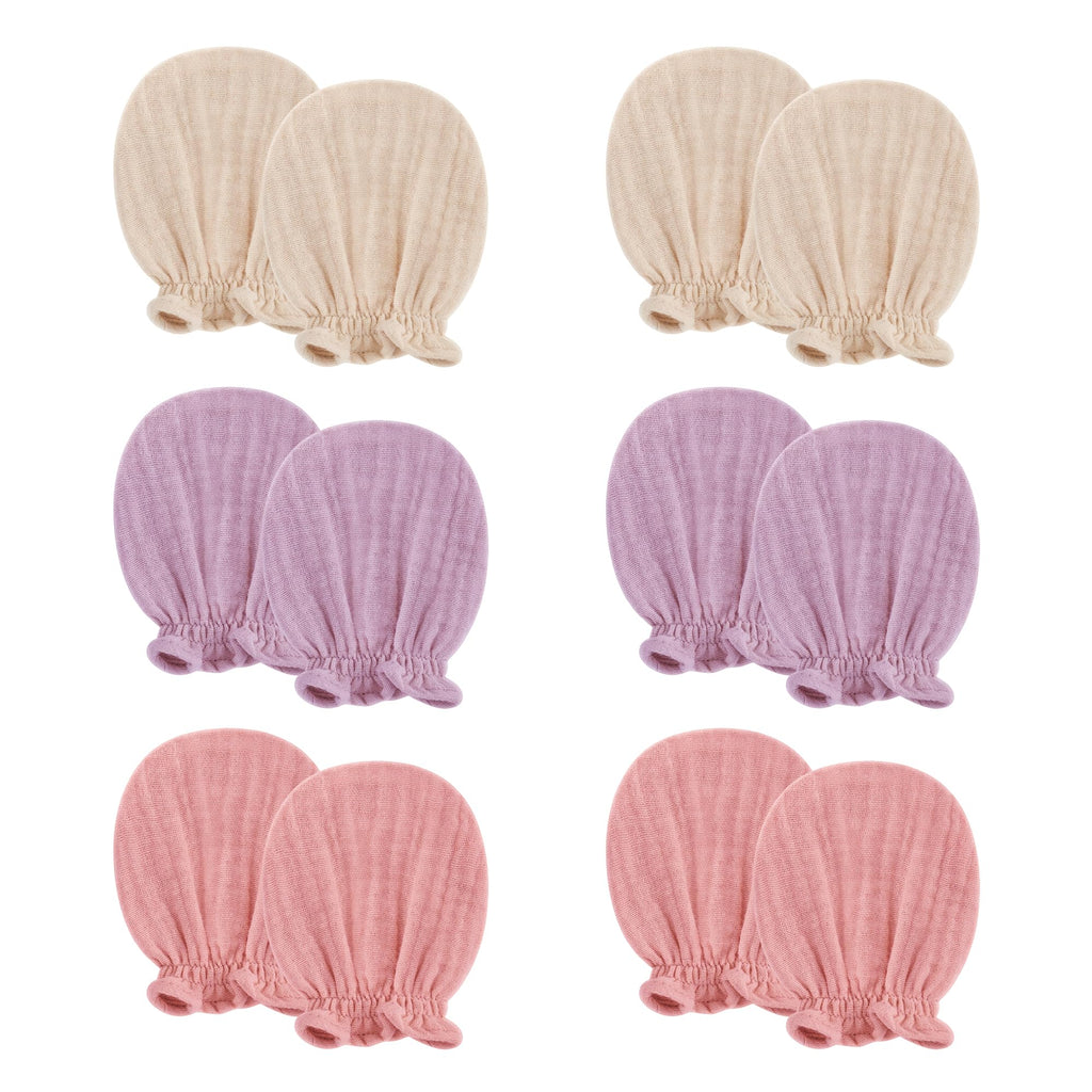 Pro Goleem Muslin Baby Mittens for Newborn, 100% Cotton No Scratch Soft Breathable Gloves for Boys and Girls 0-6 months