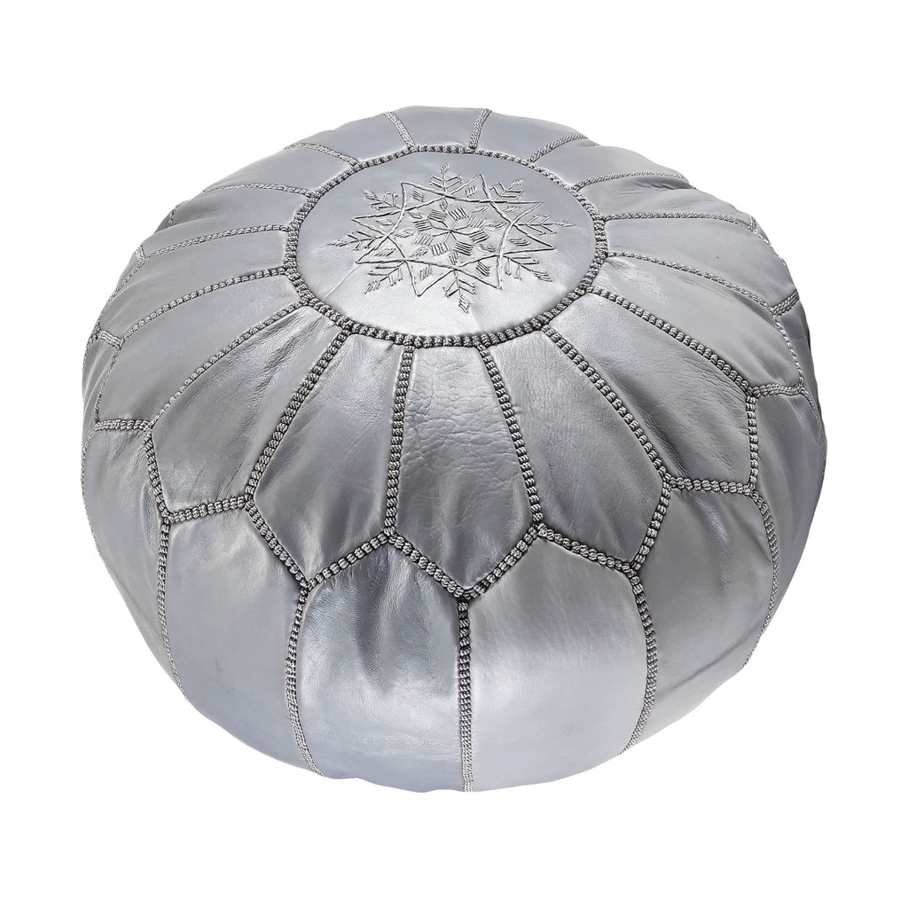 Fezcrafts Genuine Leather Moroccan Ottoman unstuffed Moroccan Pouf Footresf Livin Room Cocktail Seats Goatskin Tribal Bohemian Home Decor (Black)