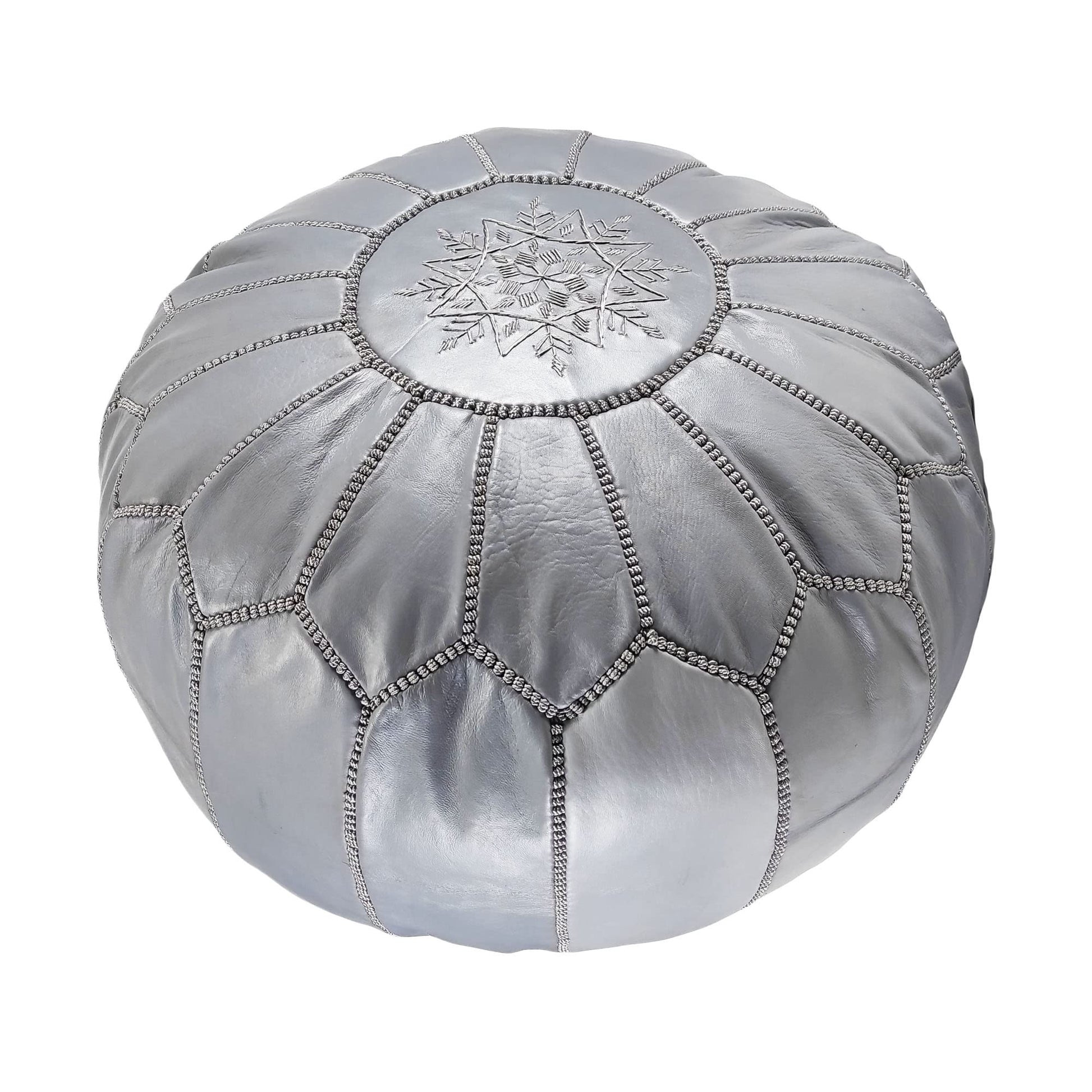 Fezcrafts Genuine Leather Moroccan Ottoman unstuffed Moroccan Pouf Footresf Livin Room Cocktail Seats Goatskin Tribal Bohemian Home Decor (Black)