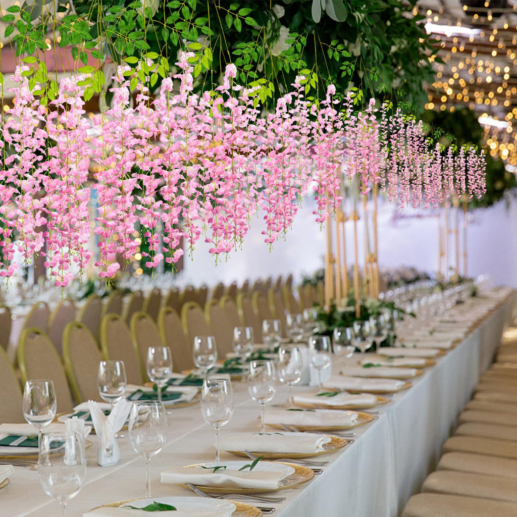 Wisteria Hanging Flowers,Fake Hanging Flowers,Wisteria artificiales Garland for Home Wedding Arch Floral Party Garden Ceremony Outdoor Decor,3.6 feet Long(36,White)
