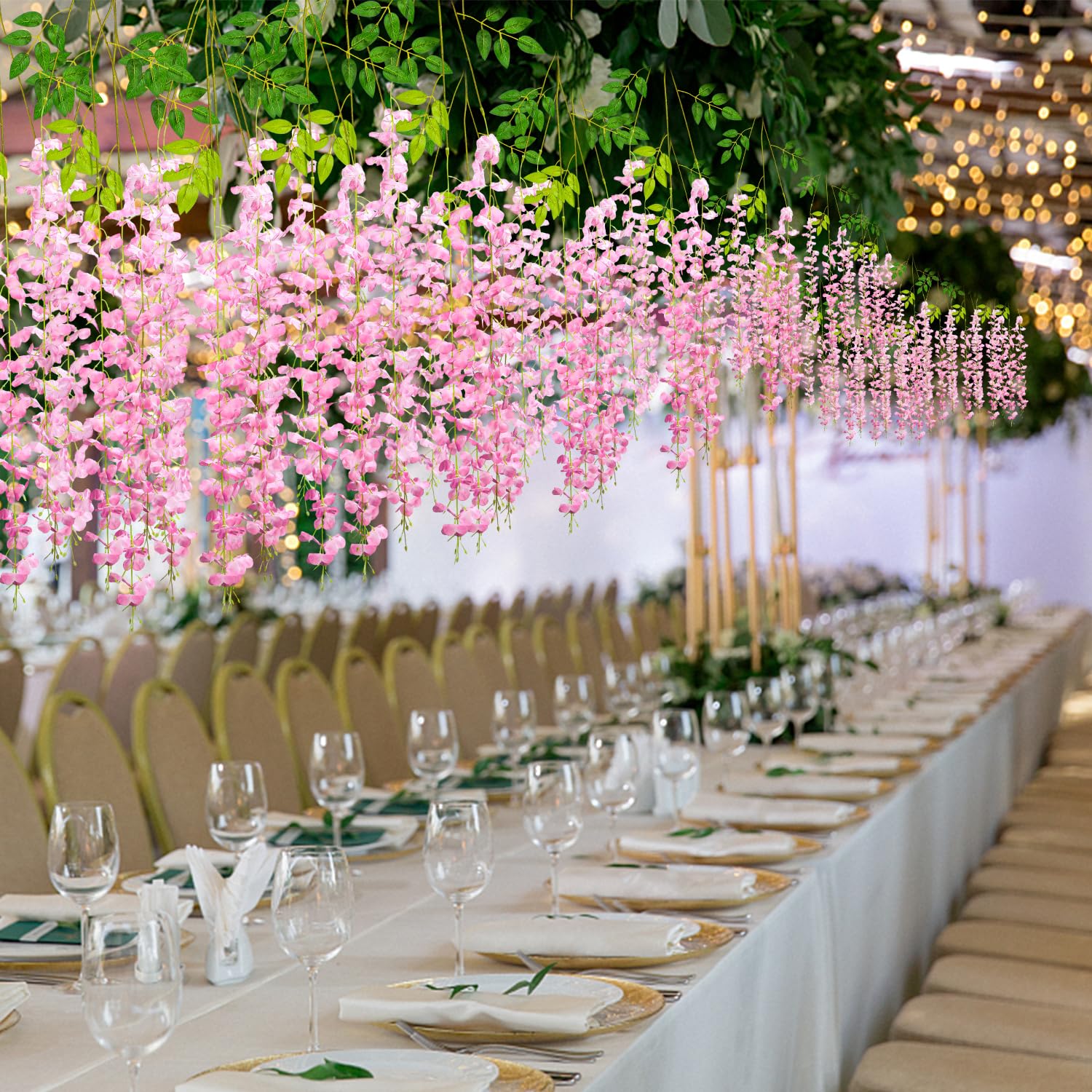 Wisteria Hanging Flowers,Fake Hanging Flowers,Wisteria artificiales Garland for Home Wedding Arch Floral Party Garden Ceremony Outdoor Decor,3.6 feet Long(36,White)