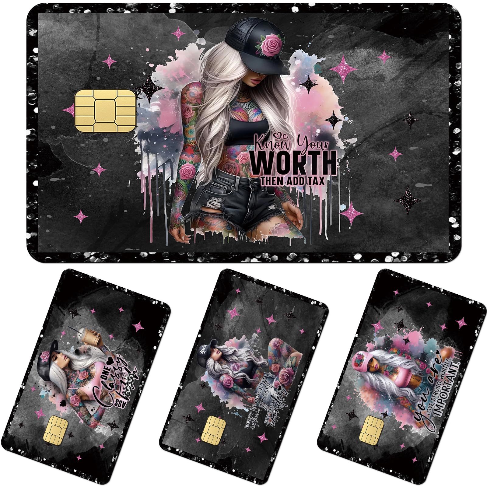 Black Girl Credit Card Skin - 4 Pcs Black Girl Pray On Debit Skin Stickers Love Like Jesus Cover Set for Transportation Key Debit Bus Cards Women