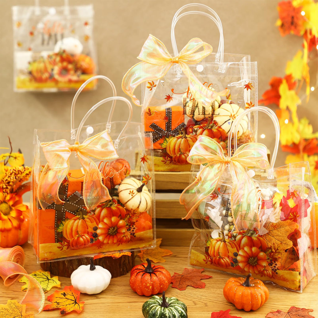 Motipuns 24 Pcs Christmas Clear PVC Gift Bags with Handles and Ribbon African American Black Santa Claus Party Favor Reusable Plastic Candy Treat Tote Bags for Merry New year Xmas Birthday Supplies