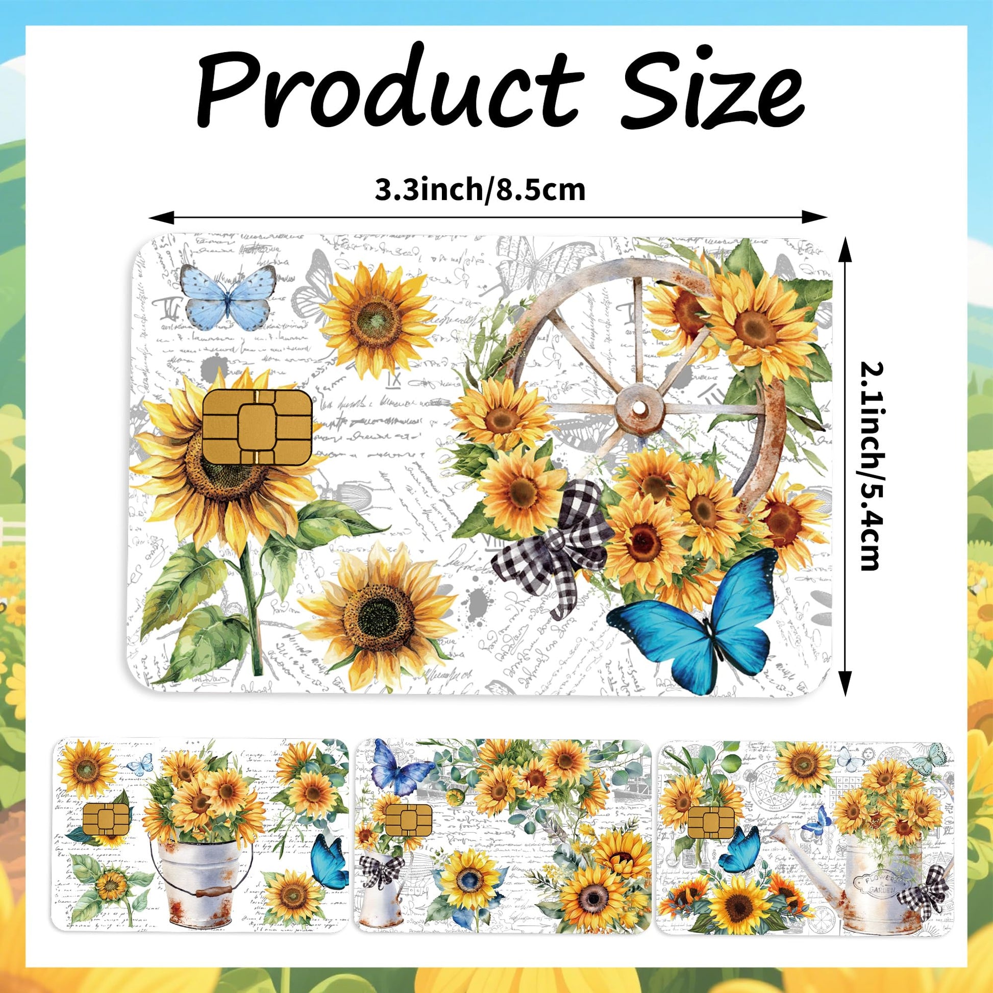 Credit Card Skin Stickers: 4PCS Scenic Mountain Debit Card Skins, Chinoiserie Landscape Cards Covers with Chip Cutout, Waterproof Removable Sticker Wraps for Bank Transportation Key Cards