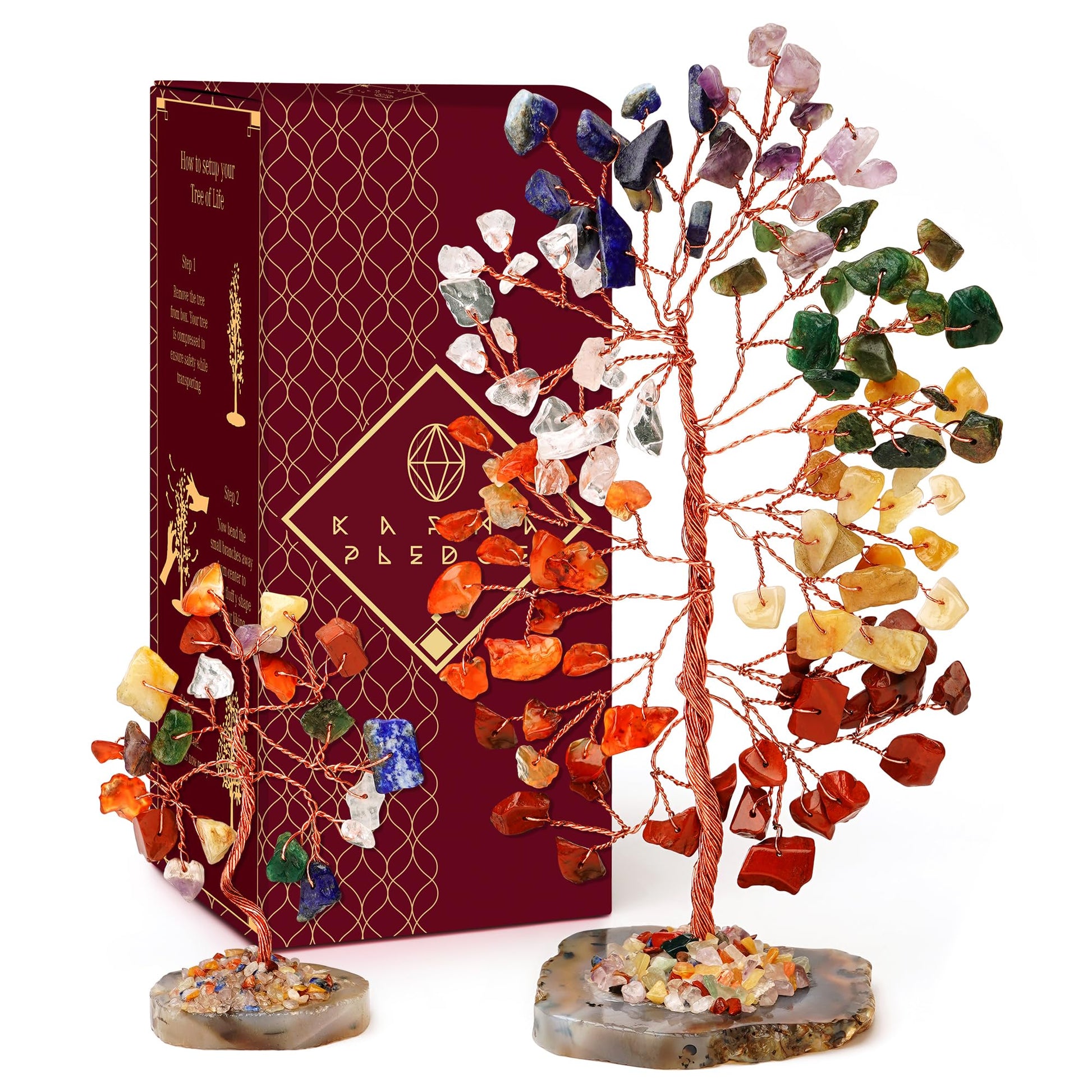 Crystal Tree of Life 7 Chakra Healing Crystals Trees for Home Decor, Office Desk Decor, Boho Decor, Handmade Bonsai Trees for Positive Energy, Money, Good Luck Birthday Gifts for Women, Mom