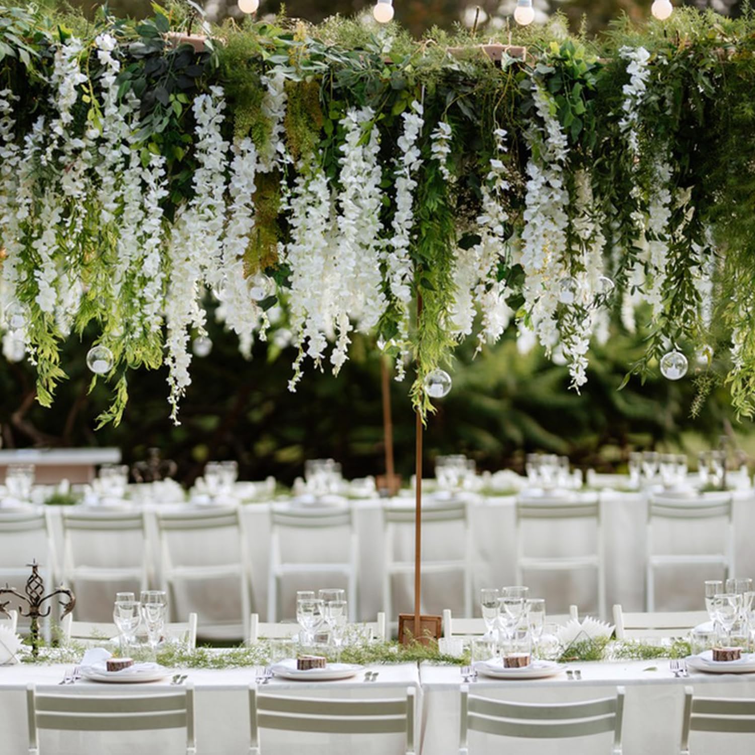 Wisteria Hanging Flowers,Fake Hanging Flowers,Wisteria artificiales Garland for Home Wedding Arch Floral Party Garden Ceremony Outdoor Decor,3.6 feet Long(36,White)