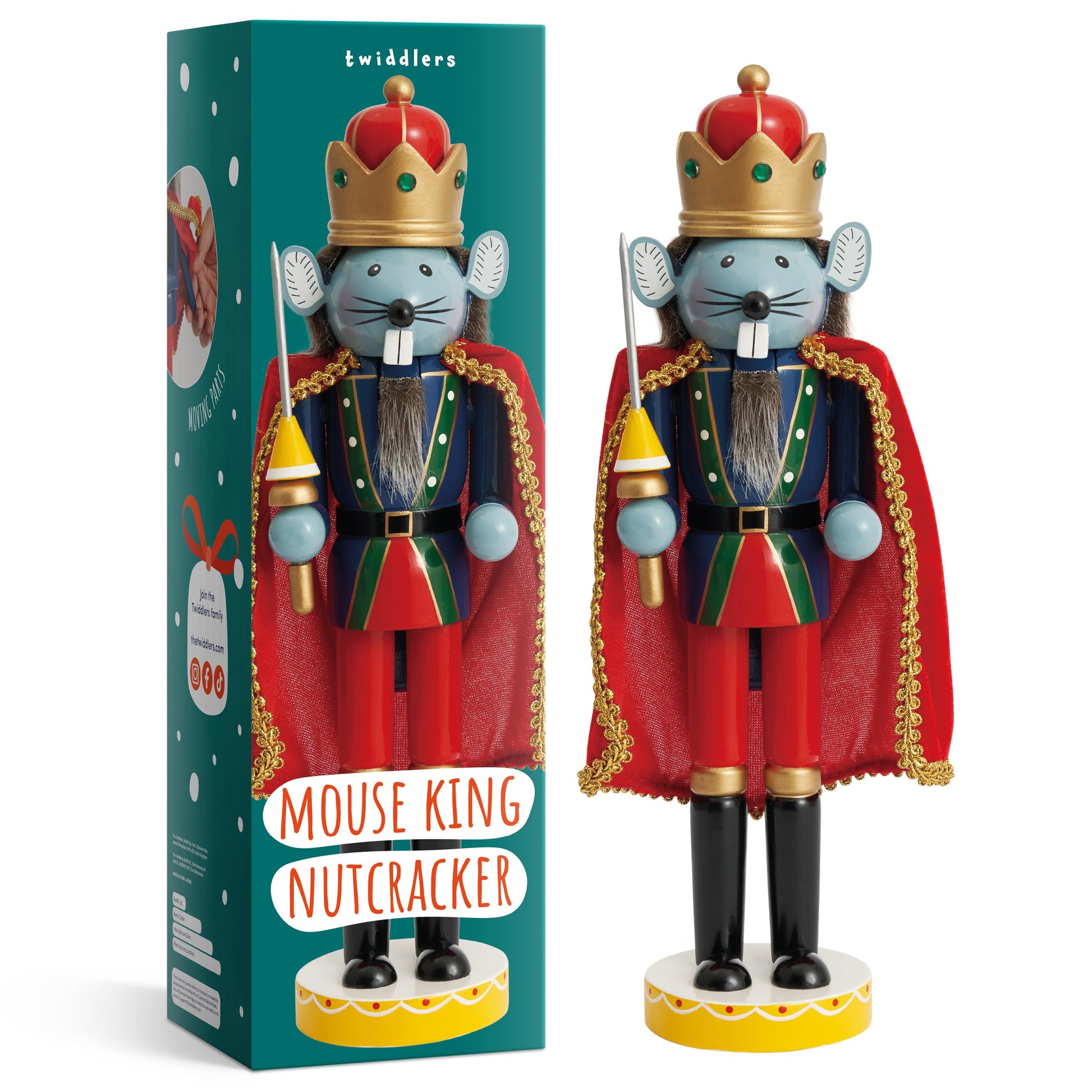 THE TWIDDLERS 12-Inch Wooden Nutcracker Christmas Decor African American King Soldier - Decorative Christmas Nutcracker Figures, Nutcracker Christmas Decorations, Cascanueces de Navidad with Gift Box