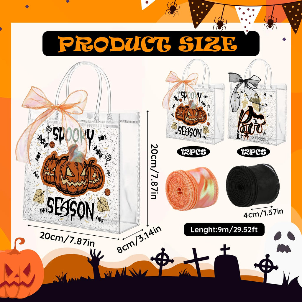 Motipuns 24 Pcs Christmas Clear PVC Gift Bags with Handles and Ribbon African American Black Santa Claus Party Favor Reusable Plastic Candy Treat Tote Bags for Merry New year Xmas Birthday Supplies