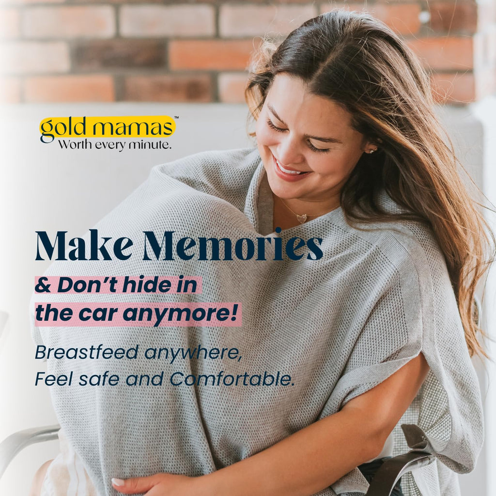 Breathable Nursing Cover Up for Breastfeeding - Privacy Nursing Covers - Newborn Essentials Must Haves - Improved Ponchy by Gold Mamas - Sand
