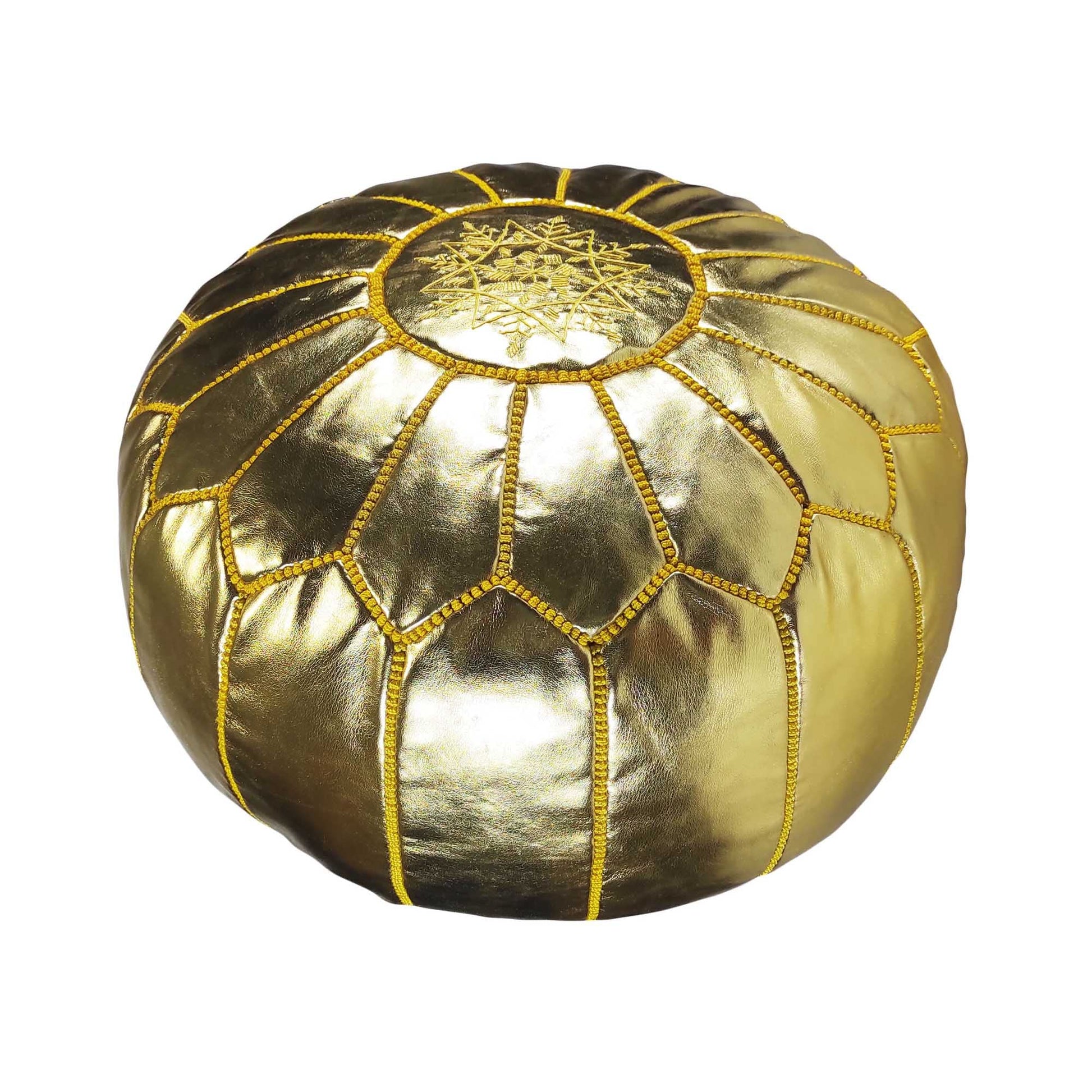 Fezcrafts Genuine Leather Moroccan Ottoman unstuffed Moroccan Pouf Footresf Livin Room Cocktail Seats Goatskin Tribal Bohemian Home Decor (Black)