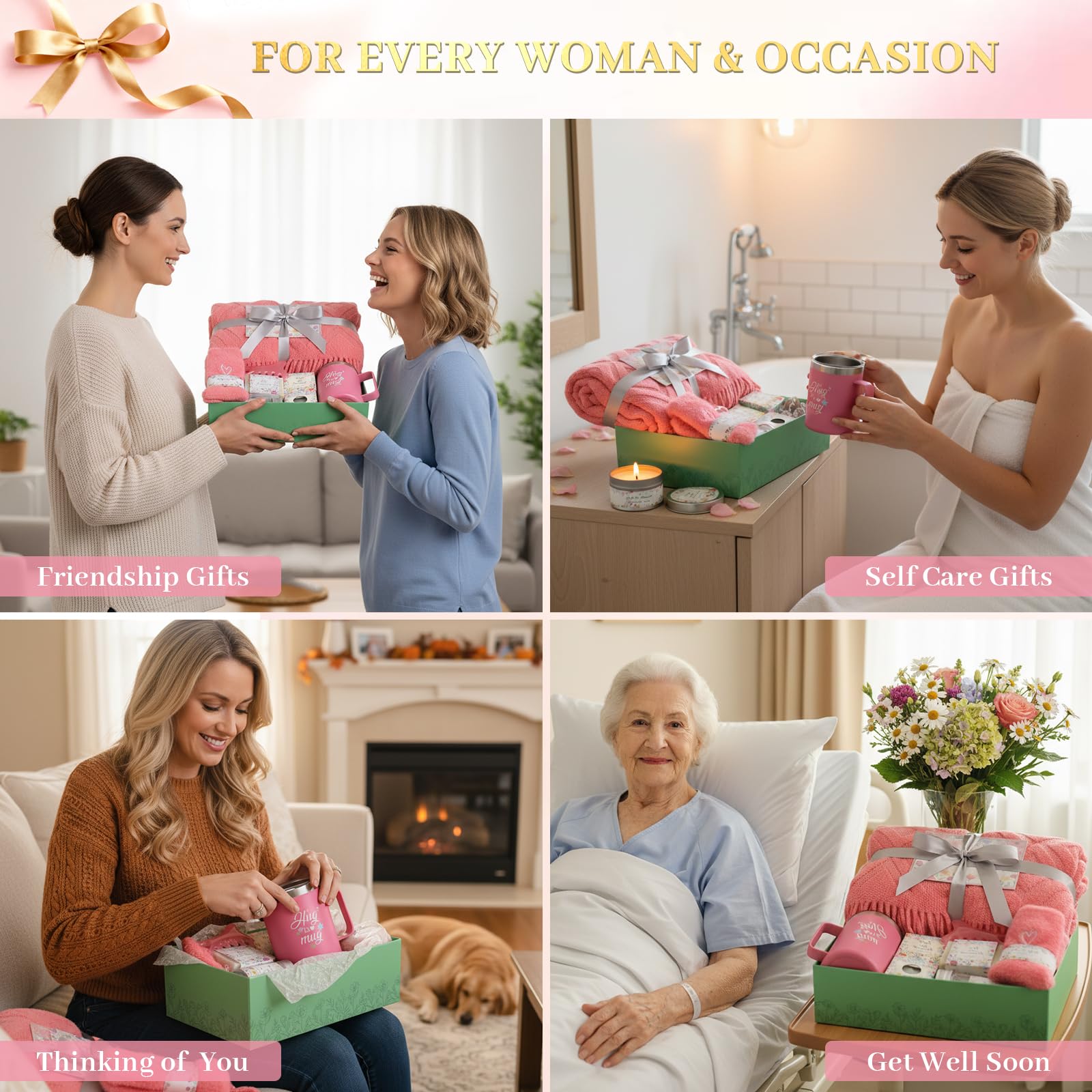 Self Care Gifts for Women Get Well Soon Gift Baskets,Christmas Birthday Gifts for Women Spa Care Package,Thank You Thinking of You Sympathy Gift Box for Mom, Her, Friend, Sister, Wife