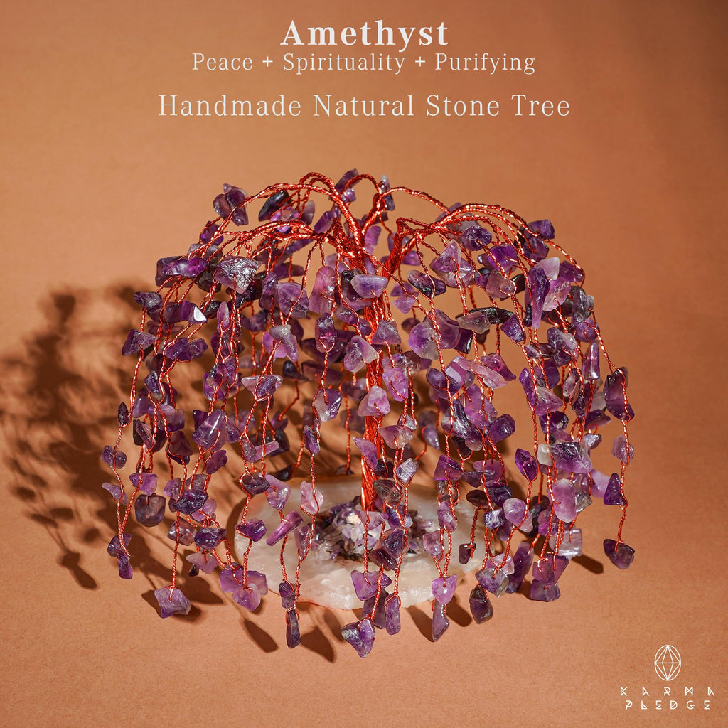 Crystal Tree of Life 7 Chakra Healing Crystals Trees for Home Decor, Office Desk Decor, Boho Decor, Handmade Bonsai Trees for Positive Energy, Money, Good Luck Birthday Gifts for Women, Mom