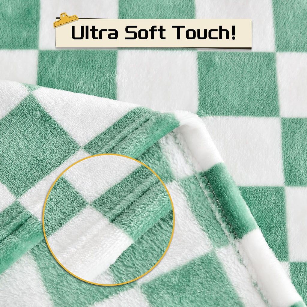 Yurhap Checkered Baby Blanket Fleece Baby Blankets Neutral for Boys Girls, Super Soft Warm Lightweight Infant Toddler Newborn Receiving Blankets for Crib Stroller, 30''x40'', Khaki