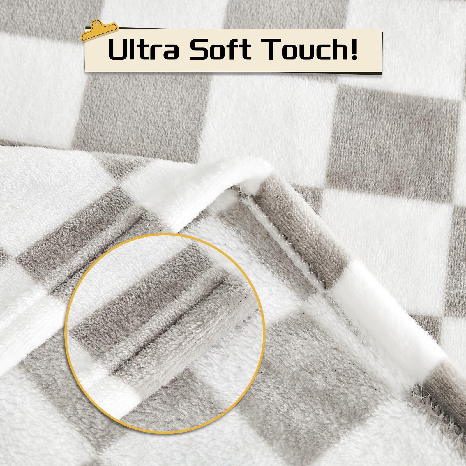 Yurhap Checkered Baby Blanket Fleece Baby Blankets Neutral for Boys Girls, Super Soft Warm Lightweight Infant Toddler Newborn Receiving Blankets for Crib Stroller, 30''x40'', Khaki