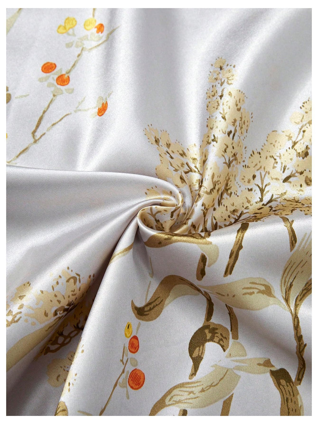 GORGLITTER Women's 5 Piece Floral Print Satin Pajama Set Nightgown Robe Cami Shorts Sleepwear with Storage Bag